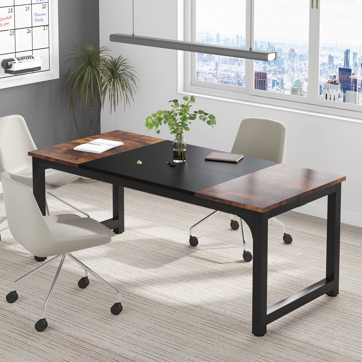 Tribesigns Modern Simple Computer Desk, 47 inch Vintage Office Desk Computer Table, Study Writing Study Desk Workstation for Home Office, Rustic Brown