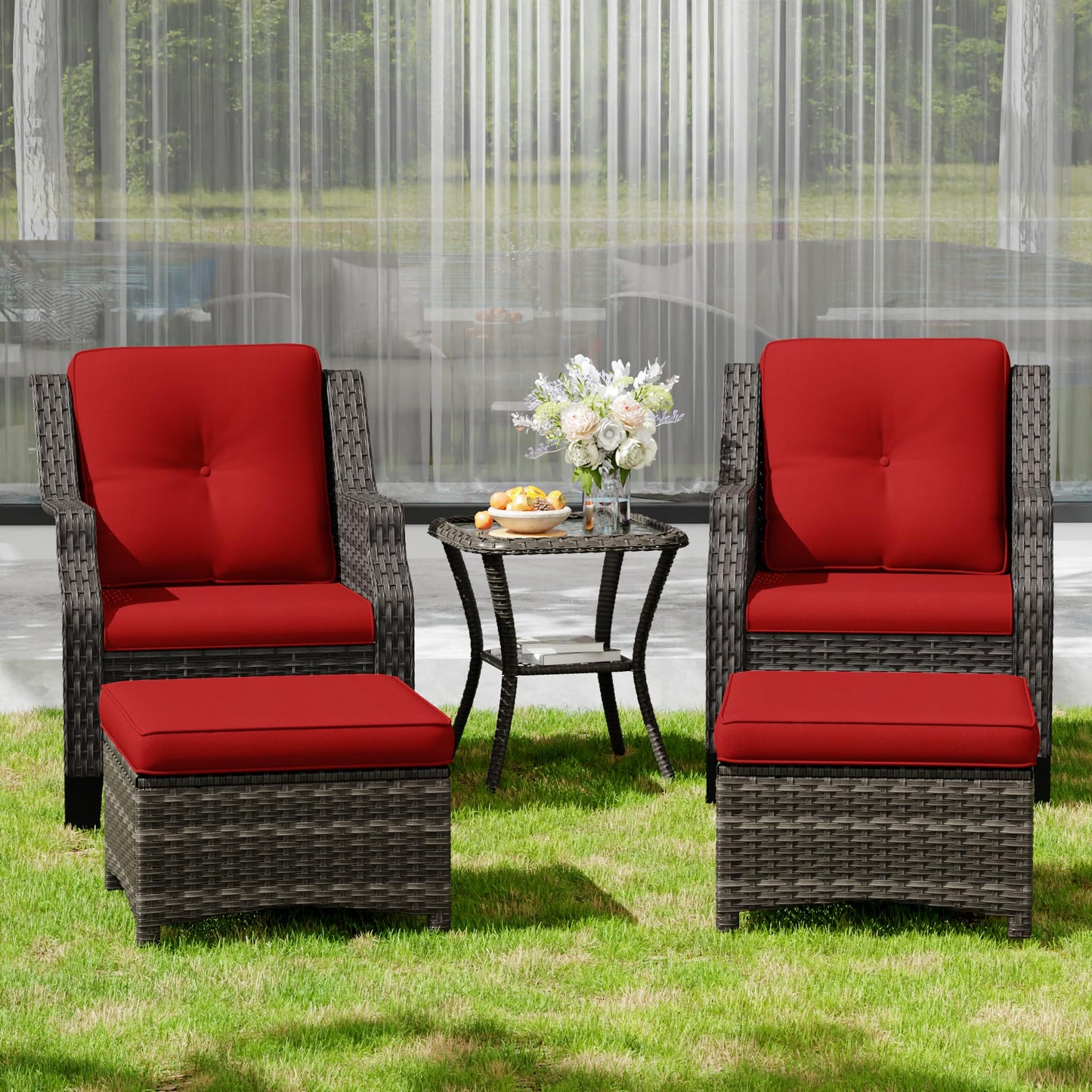 Outdoor Patio Loveseat, All-Weather 2-Seater Wicker Loveseat with Cushions, Outdoor Patio Love Seat Sofa for Garden, Balcony and Deck