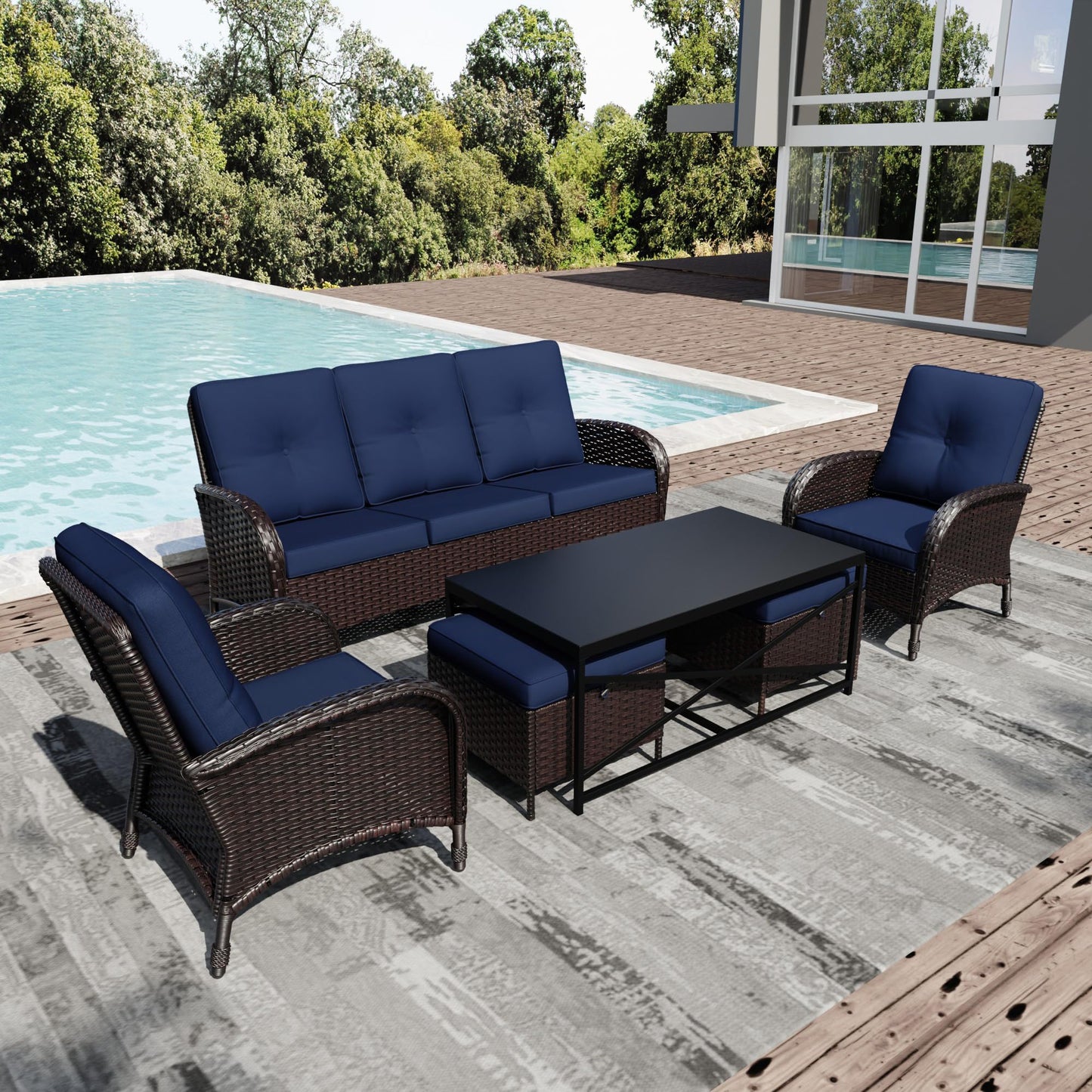 Joyside Wicker Patio Chairs Set of 2, Rattan Outdoor Furniture with Thickened Cushions, High Back, Deep Seating, Wide Armrest, Outdoor Chairs for Porch, Deck