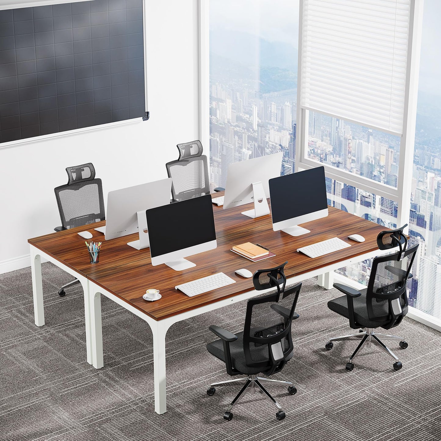 Tribesigns 6.5 FT Conference Room Table, 78.74" W x 27.56" D Large Office Conference Table, Modern Seminar Meeting Table Desk for Boardroom, Meeting Room (1, Rustic Brown)