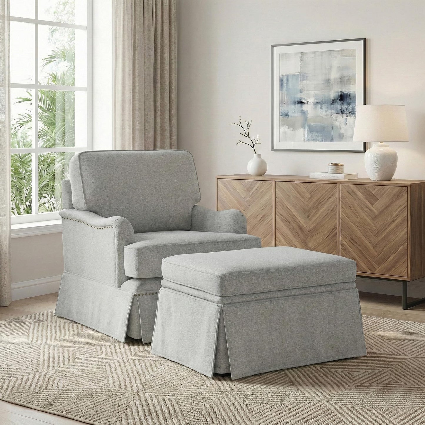 Swivel Accent Chair, 360° Swivel Upholstered Armchairs with Curved Arms, Comfy Chenille Fabric Lounge Reading Chairs for Living Room Bedroom Study, Metal Swivel Base, Tan