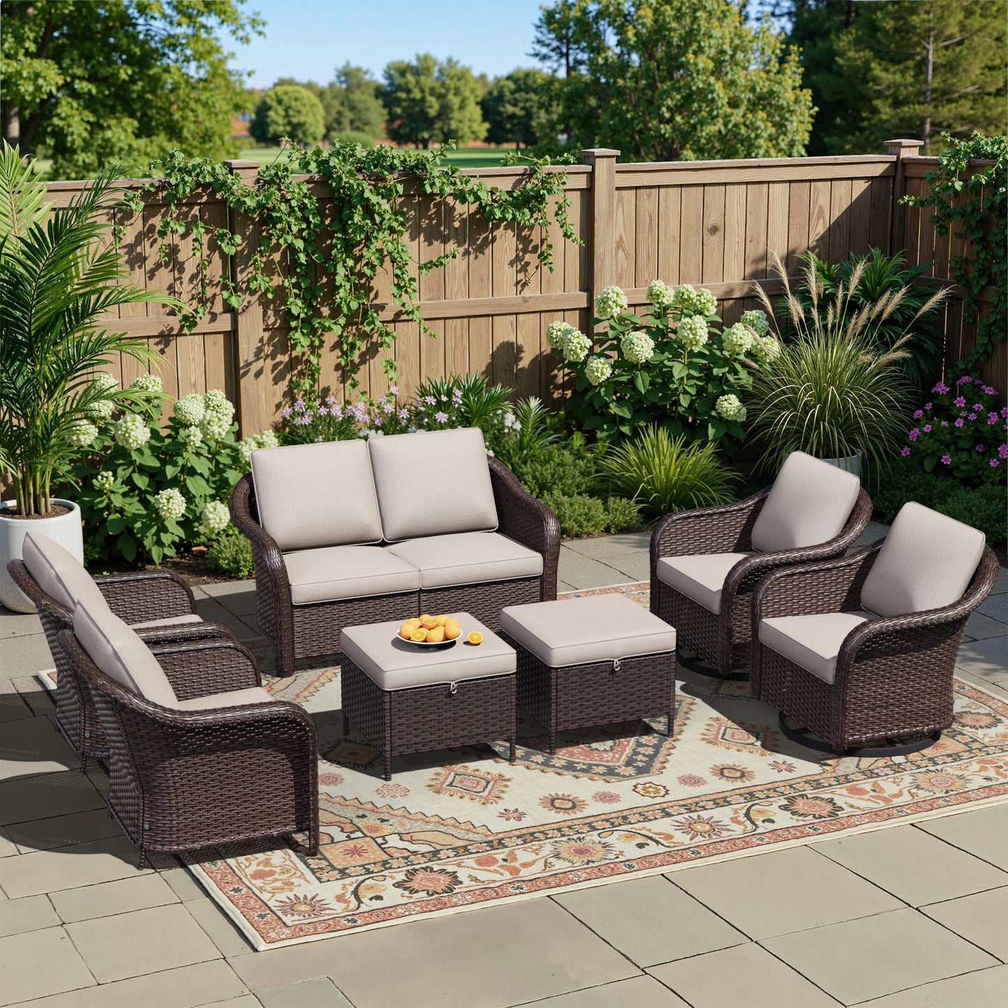 55 inch Outdoor Wicker 2 Seater Sofa, All-Weather Use Patio Rattan Loveseat with Seat and Back Cushion, Ideal for Porch, Backyard, Balcony, Poolside, Blue