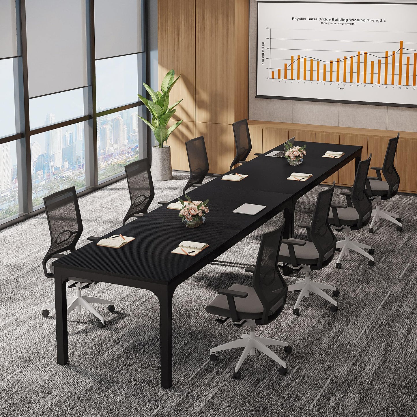 Tribesigns 6.5 FT Conference Room Table, 78.74" W x 27.56" D Large Office Conference Table, Modern Seminar Meeting Table Desk for Boardroom, Meeting Room (1, Rustic Brown)