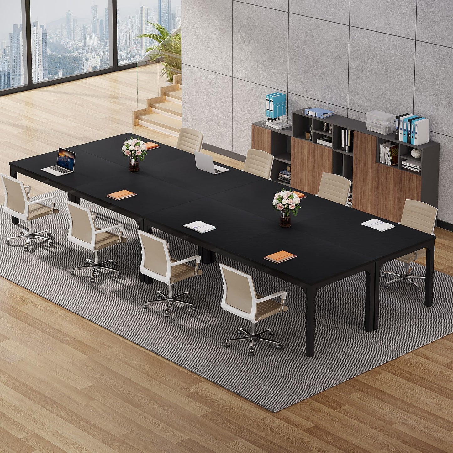 Tribesigns 6.5 FT Conference Room Table, 78.74" W x 27.56" D Large Office Conference Table, Modern Seminar Meeting Table Desk for Boardroom, Meeting Room (1, Rustic Brown)