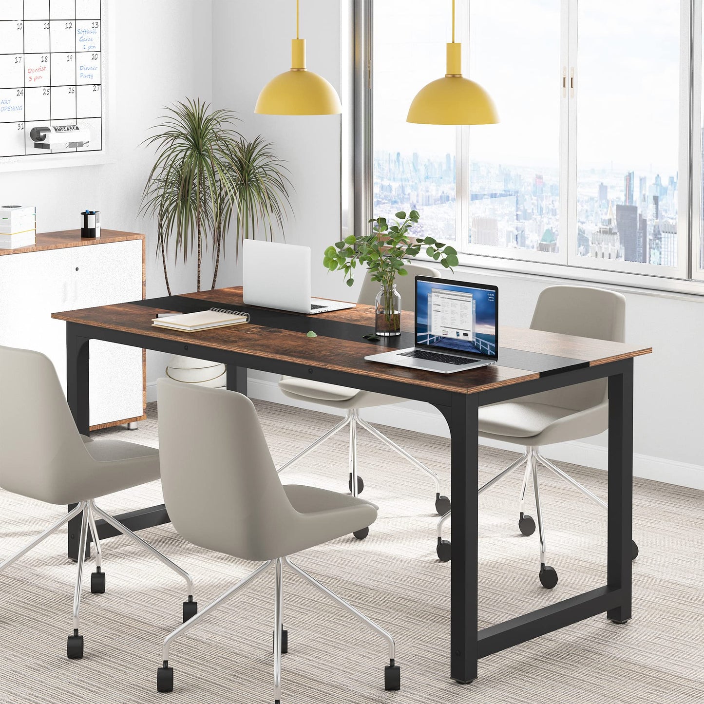 Tribesigns Modern Simple Computer Desk, 47 inch Vintage Office Desk Computer Table, Study Writing Study Desk Workstation for Home Office, Rustic Brown