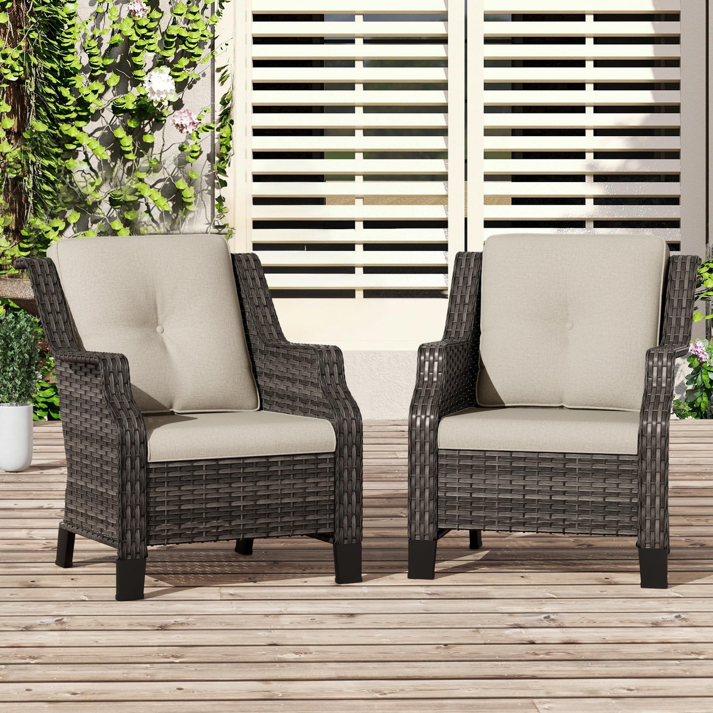 Outdoor Patio Loveseat, All-Weather 2-Seater Wicker Loveseat with Cushions, Outdoor Patio Love Seat Sofa for Garden, Balcony and Deck