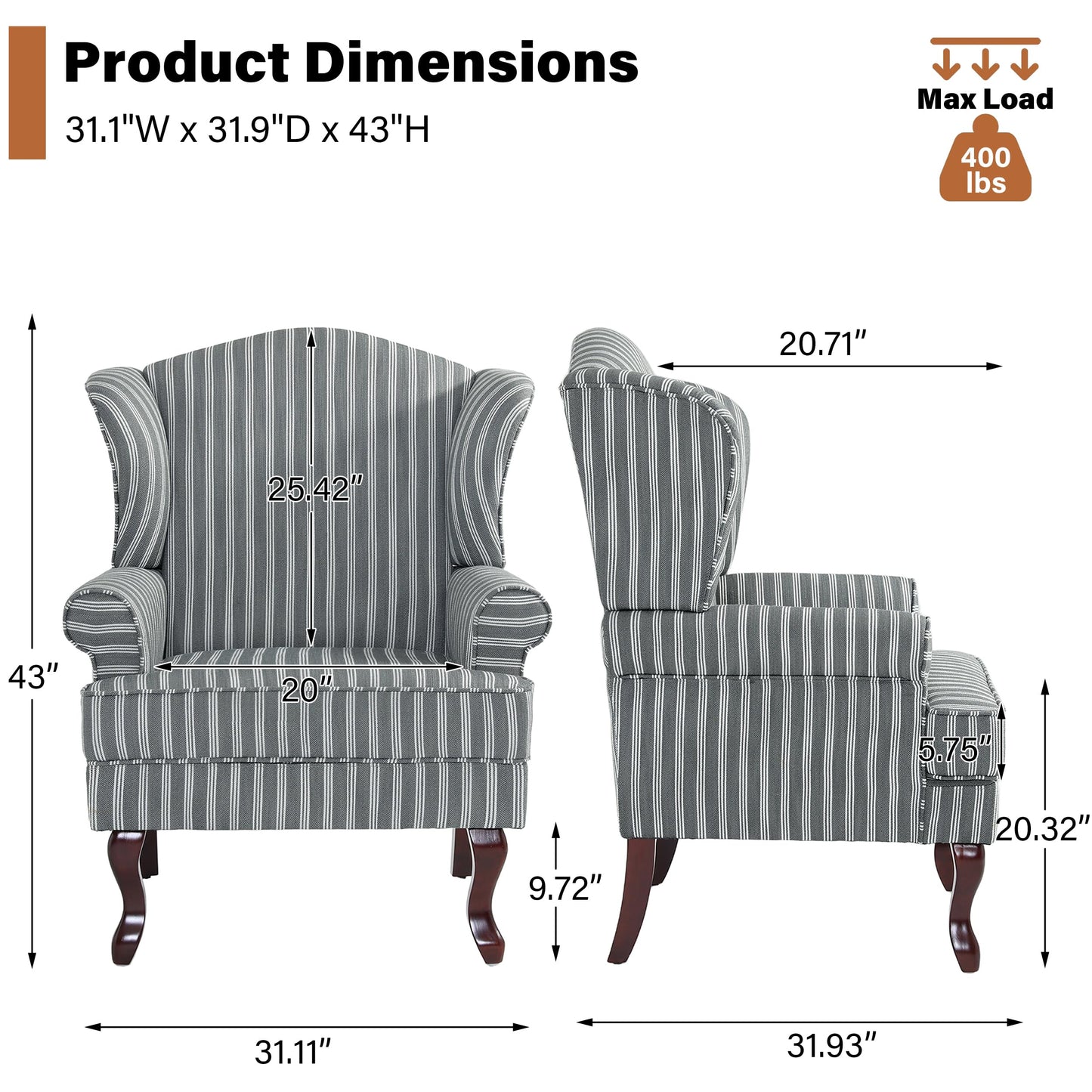 High Back Accent Chair, Comfy Upholstered Fabric Armchair for Living Room, Mid Century Modern Club Accent Chair with Curved Armrests and Solid Legs, Single Sofa Reading Chair for Bedroom, Cranberry