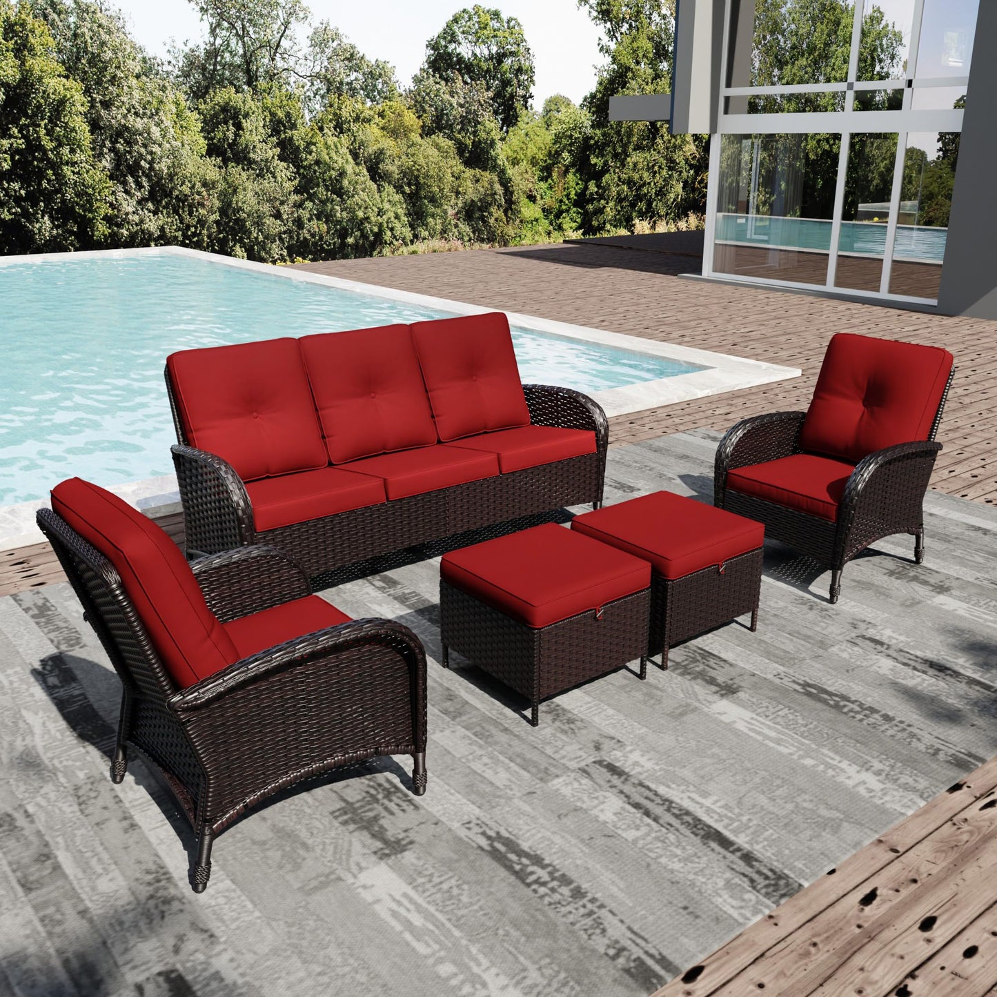 Joyside Wicker Patio Chairs Set of 2, Rattan Outdoor Furniture with Thickened Cushions, High Back, Deep Seating, Wide Armrest, Outdoor Chairs for Porch, Deck