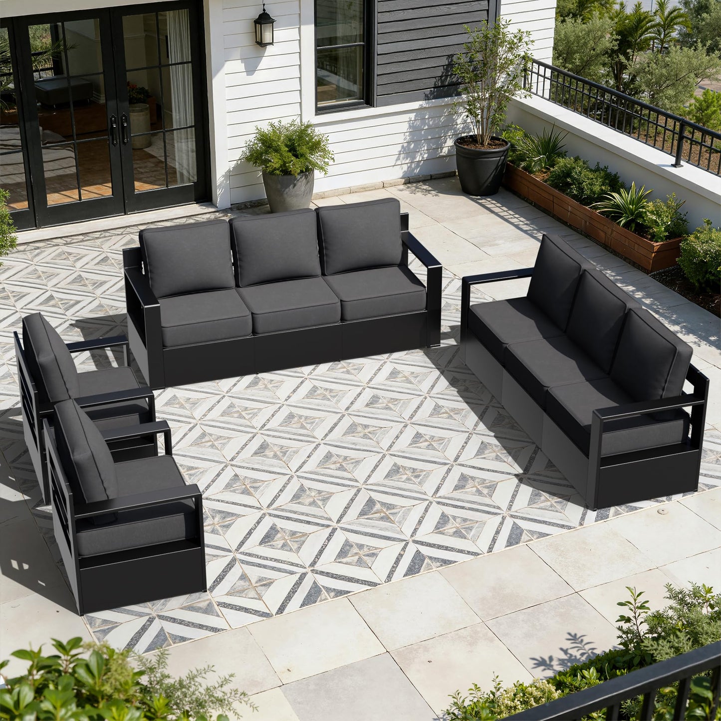Aluminum Patio Swivel Chair - Outdoor Swivel Rocking Chair with 6" Thick Removable Cushions, All-Weather Metal Frame, Deep Setting for Garden, Poolside and Porch