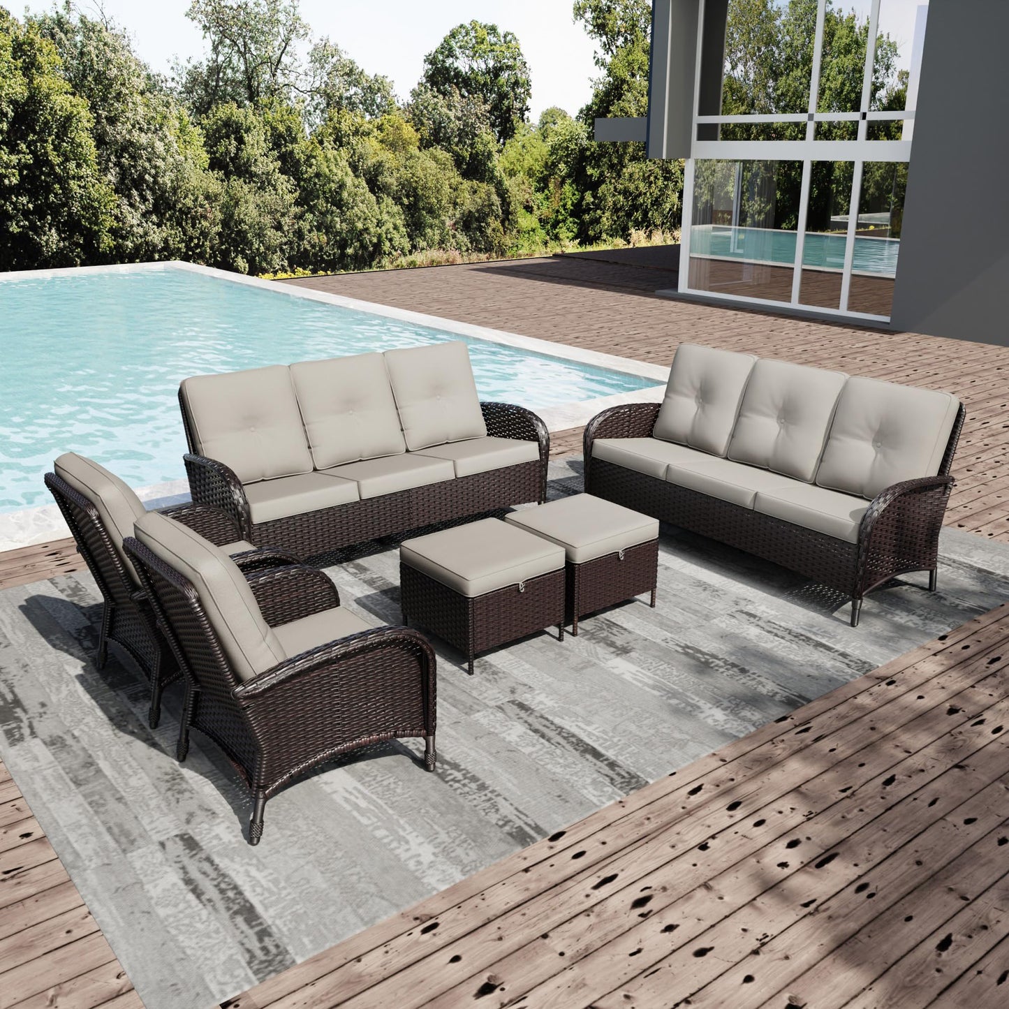Joyside Wicker Patio Chairs Set of 2, Rattan Outdoor Furniture with Thickened Cushions, High Back, Deep Seating, Wide Armrest, Outdoor Chairs for Porch, Deck