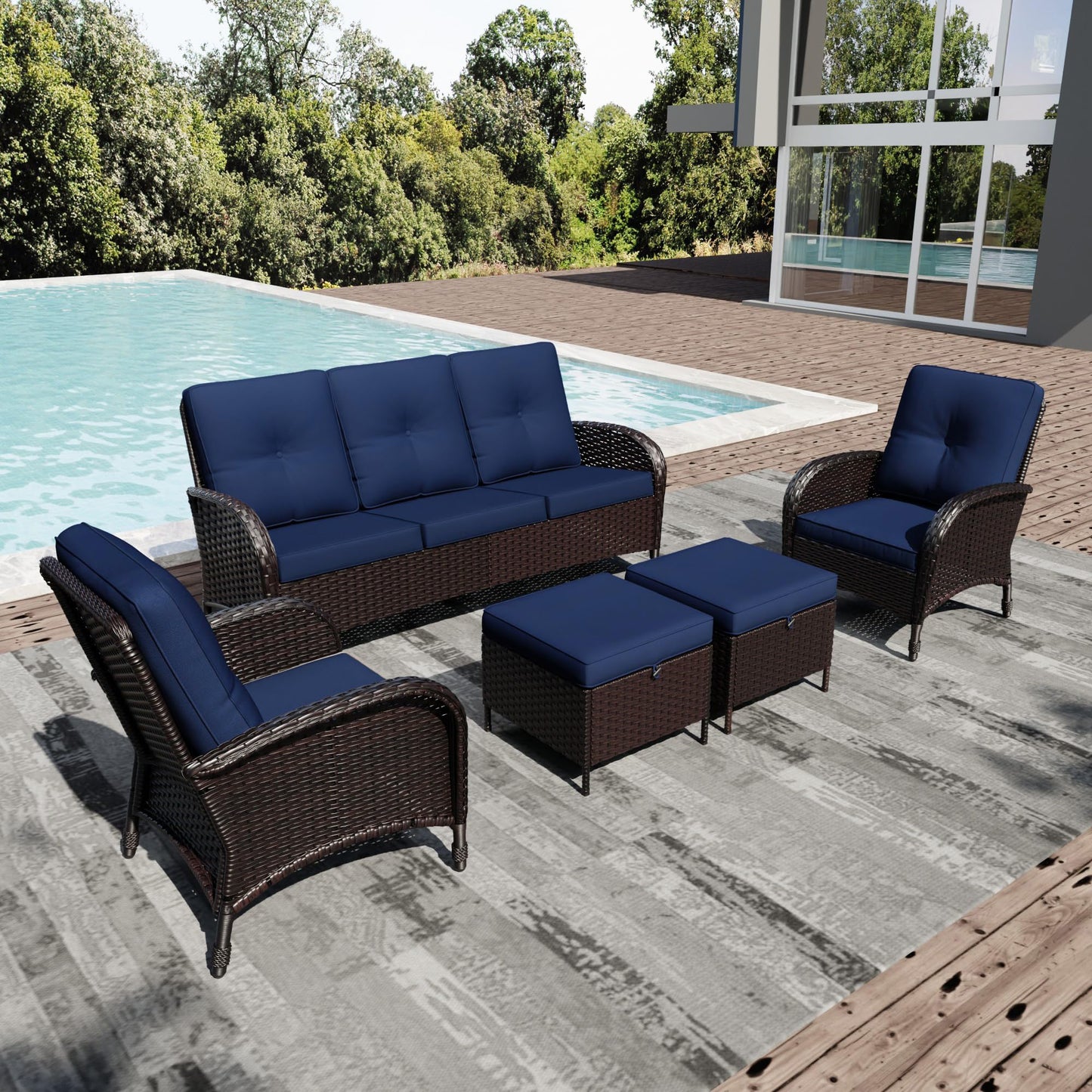 Joyside Wicker Patio Chairs Set of 2, Rattan Outdoor Furniture with Thickened Cushions, High Back, Deep Seating, Wide Armrest, Outdoor Chairs for Porch, Deck