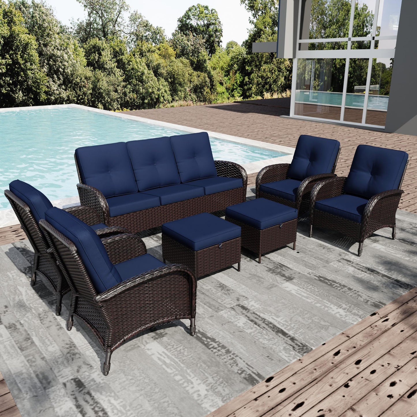 Joyside Wicker Patio Chairs Set of 2, Rattan Outdoor Furniture with Thickened Cushions, High Back, Deep Seating, Wide Armrest, Outdoor Chairs for Porch, Deck