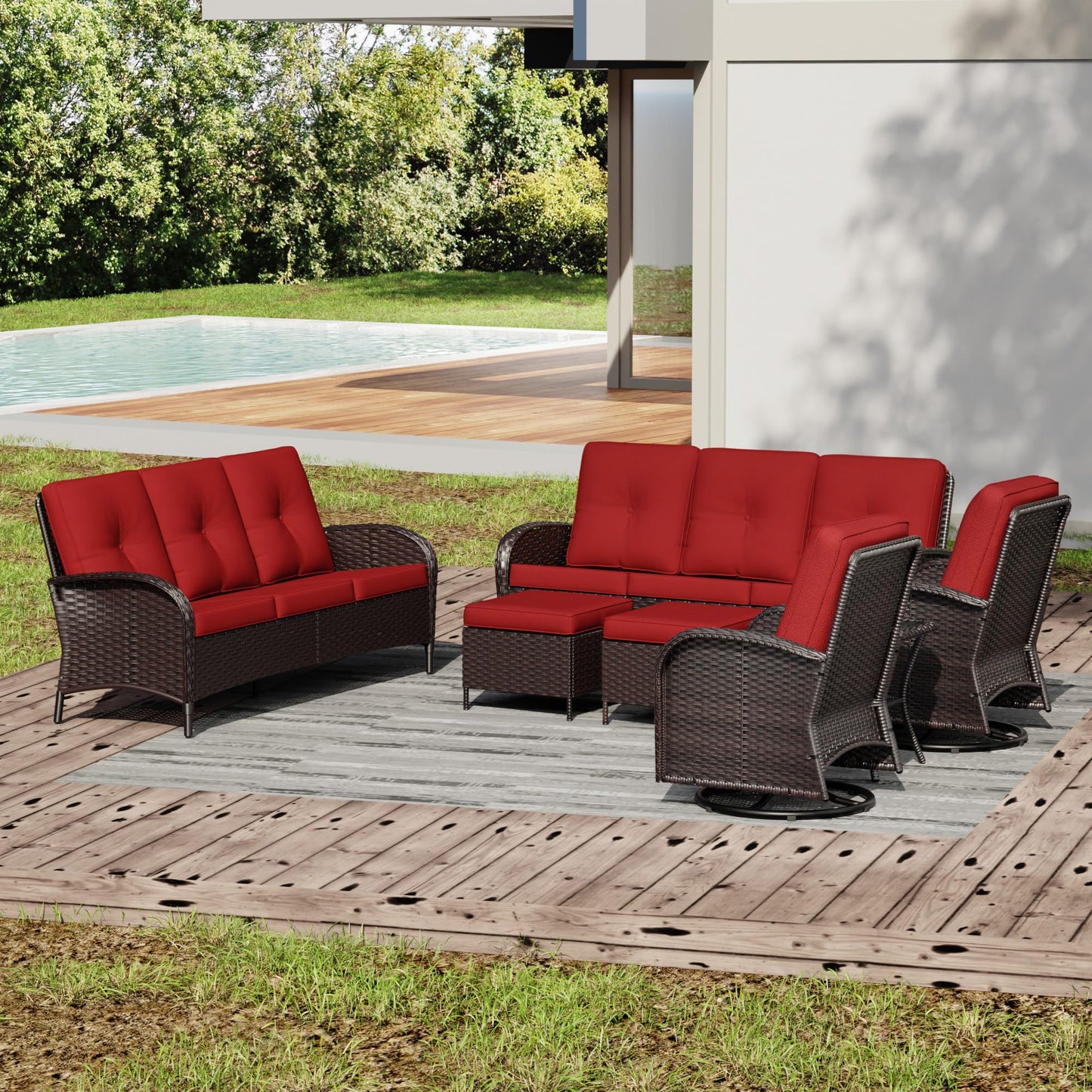 Joyside Wicker Patio Chairs Set of 2, Rattan Outdoor Furniture with Thickened Cushions, High Back, Deep Seating, Wide Armrest, Outdoor Chairs for Porch, Deck