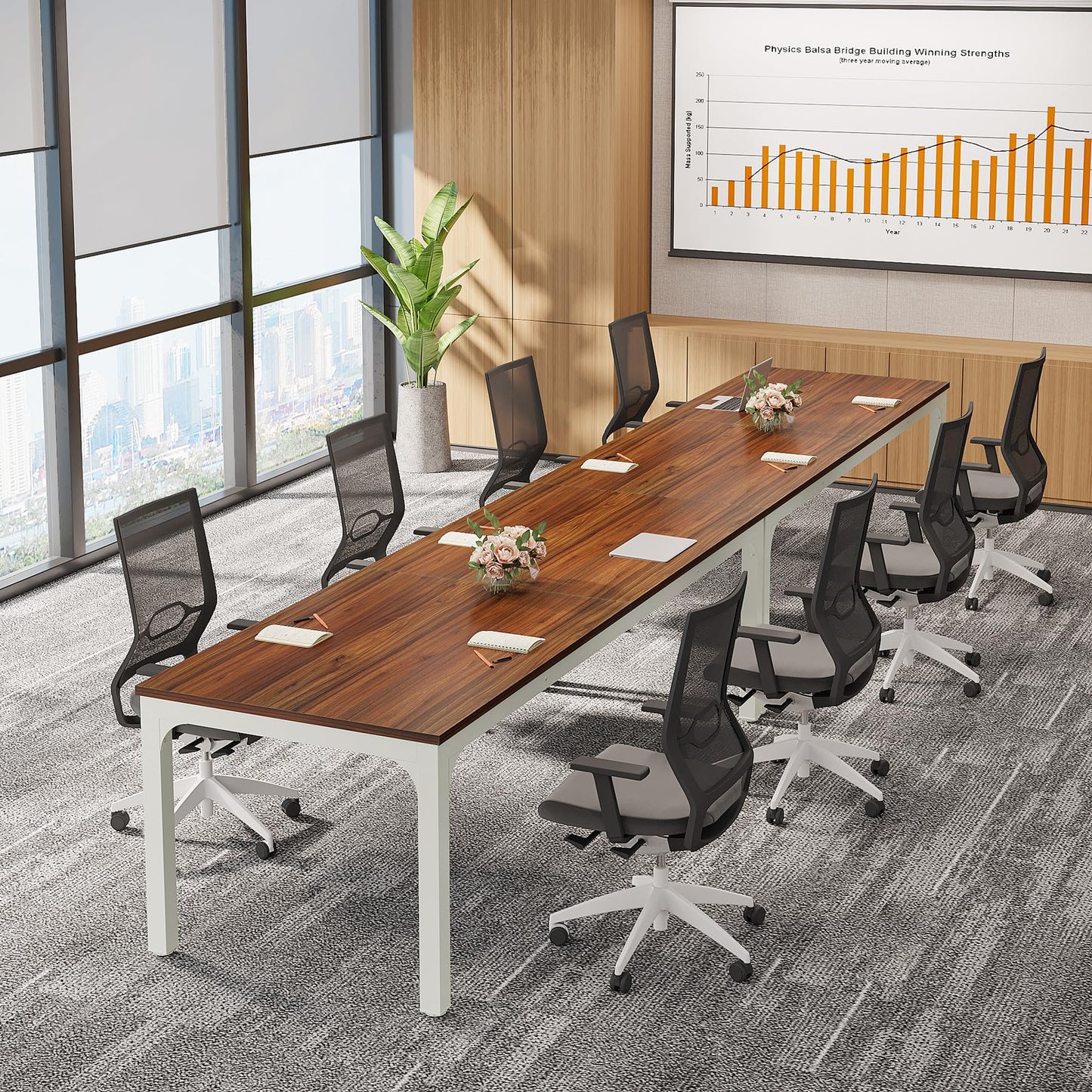 Tribesigns 6.5 FT Conference Room Table, 78.74" W x 27.56" D Large Office Conference Table, Modern Seminar Meeting Table Desk for Boardroom, Meeting Room (1, Rustic Brown)