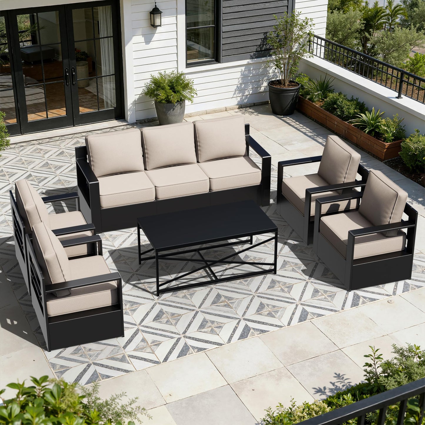 Aluminum Patio Swivel Chair - Outdoor Swivel Rocking Chair with 6" Thick Removable Cushions, All-Weather Metal Frame, Deep Setting for Garden, Poolside and Porch