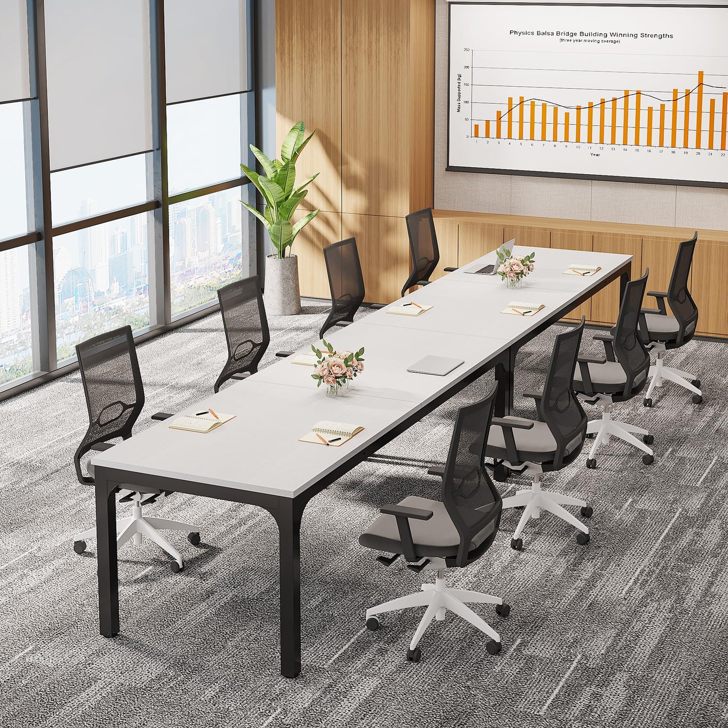 Tribesigns 6.5 FT Conference Room Table, 78.74" W x 27.56" D Large Office Conference Table, Modern Seminar Meeting Table Desk for Boardroom, Meeting Room (1, Rustic Brown)