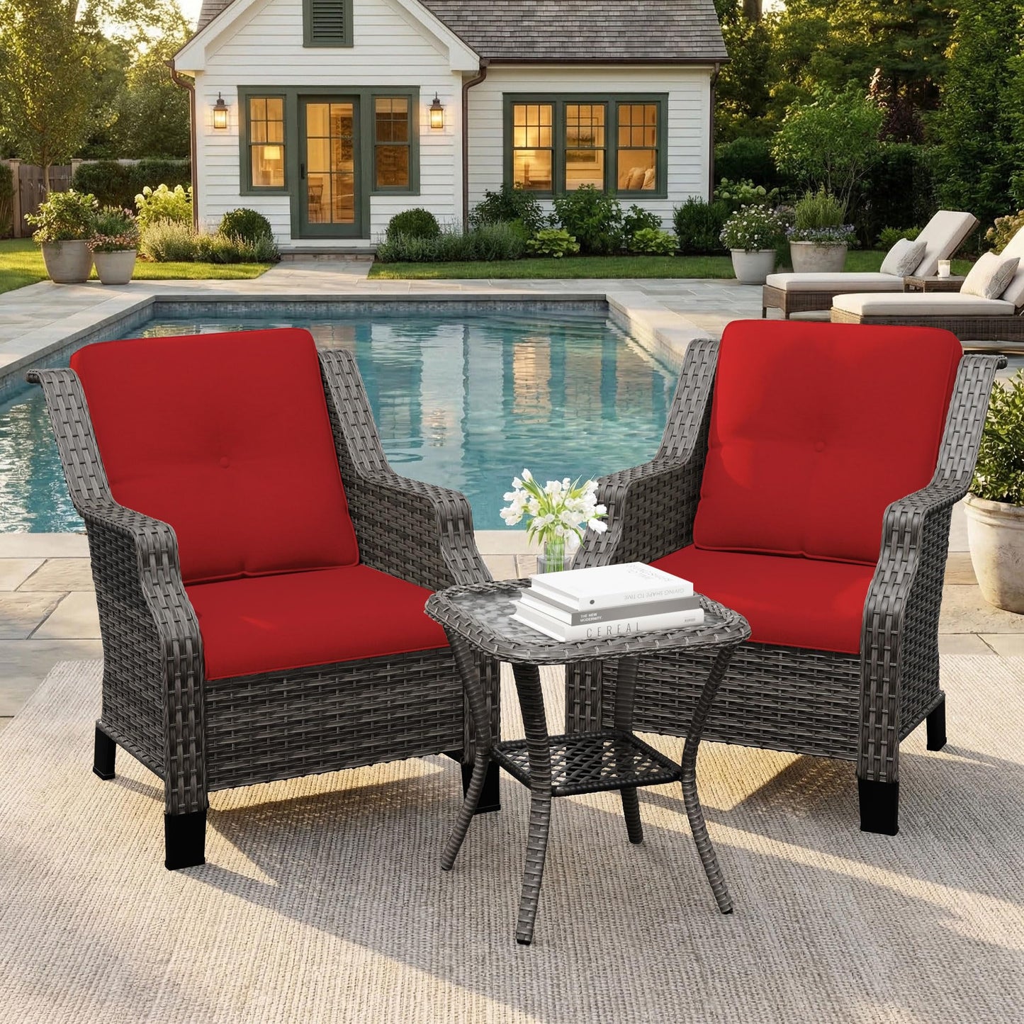 Outdoor Patio Loveseat, All-Weather 2-Seater Wicker Loveseat with Cushions, Outdoor Patio Love Seat Sofa for Garden, Balcony and Deck