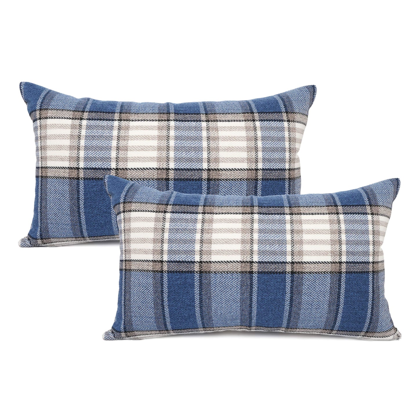 YOUR SMILE Retro Farmhouse Outdoor Buffalo Tartan Chequer Plaid Cotton Linen Decorative Throw Pillow Case Cushion Cover Pillowcase for Sofa 18 x 18 Inch, Set of 2, Khaki/Stripe