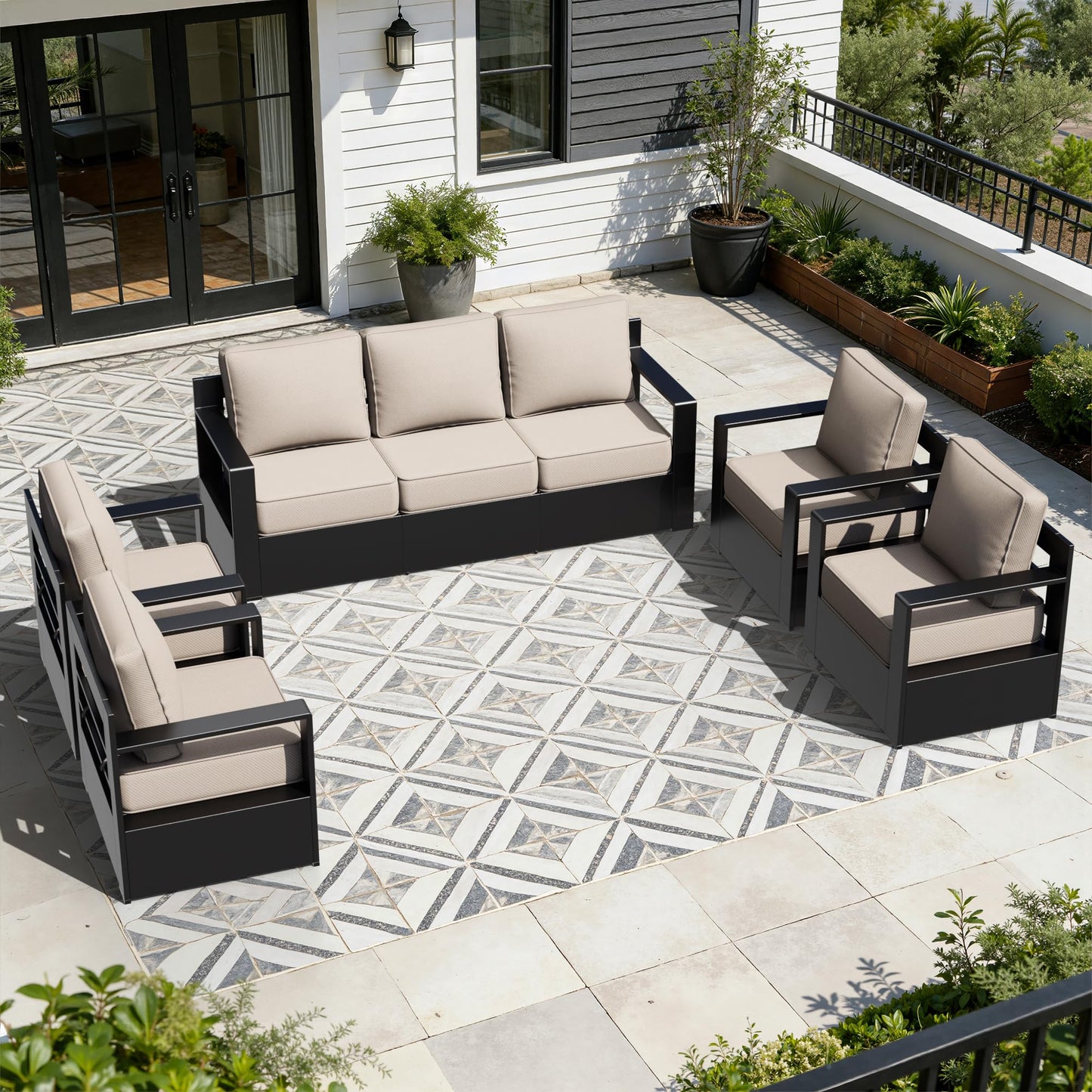 Aluminum Patio Swivel Chair - Outdoor Swivel Rocking Chair with 6" Thick Removable Cushions, All-Weather Metal Frame, Deep Setting for Garden, Poolside and Porch