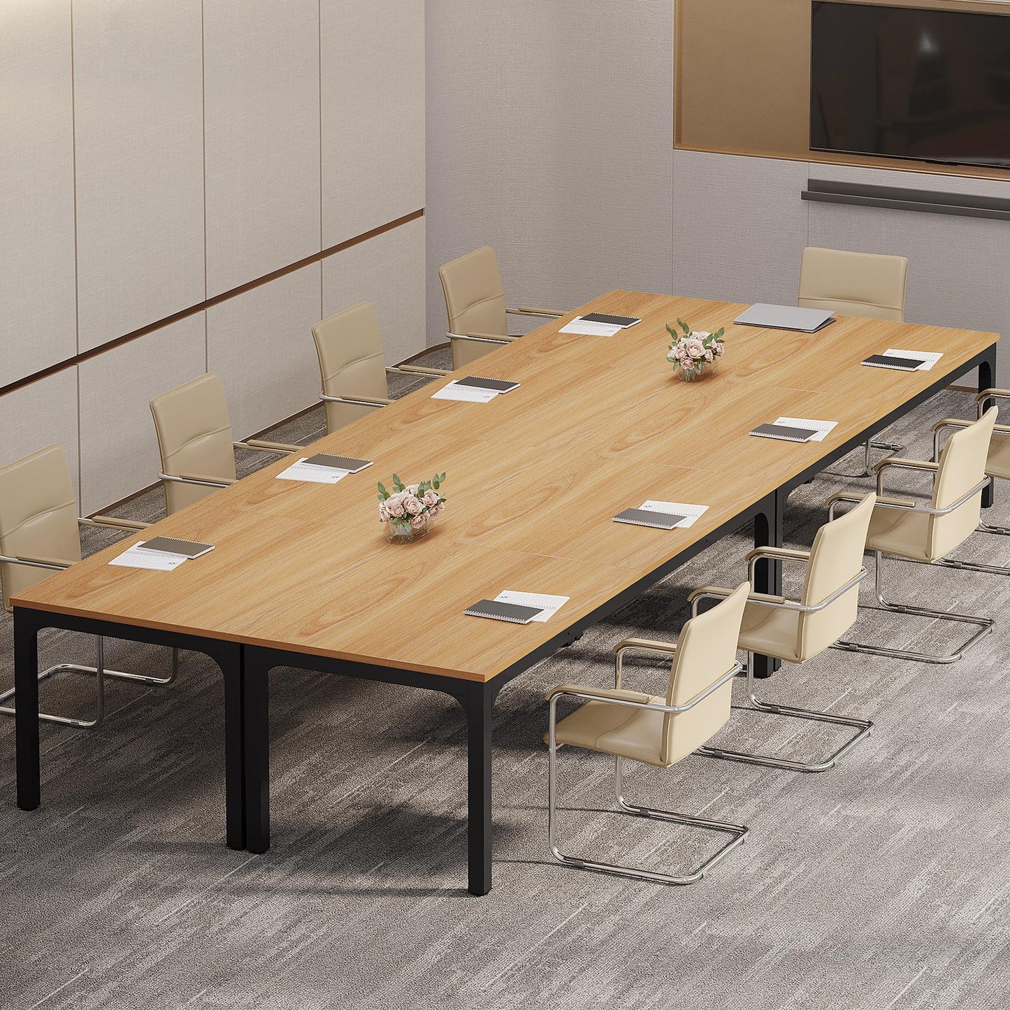 Tribesigns 6.5 FT Conference Room Table, 78.74" W x 27.56" D Large Office Conference Table, Modern Seminar Meeting Table Desk for Boardroom, Meeting Room (1, Rustic Brown)