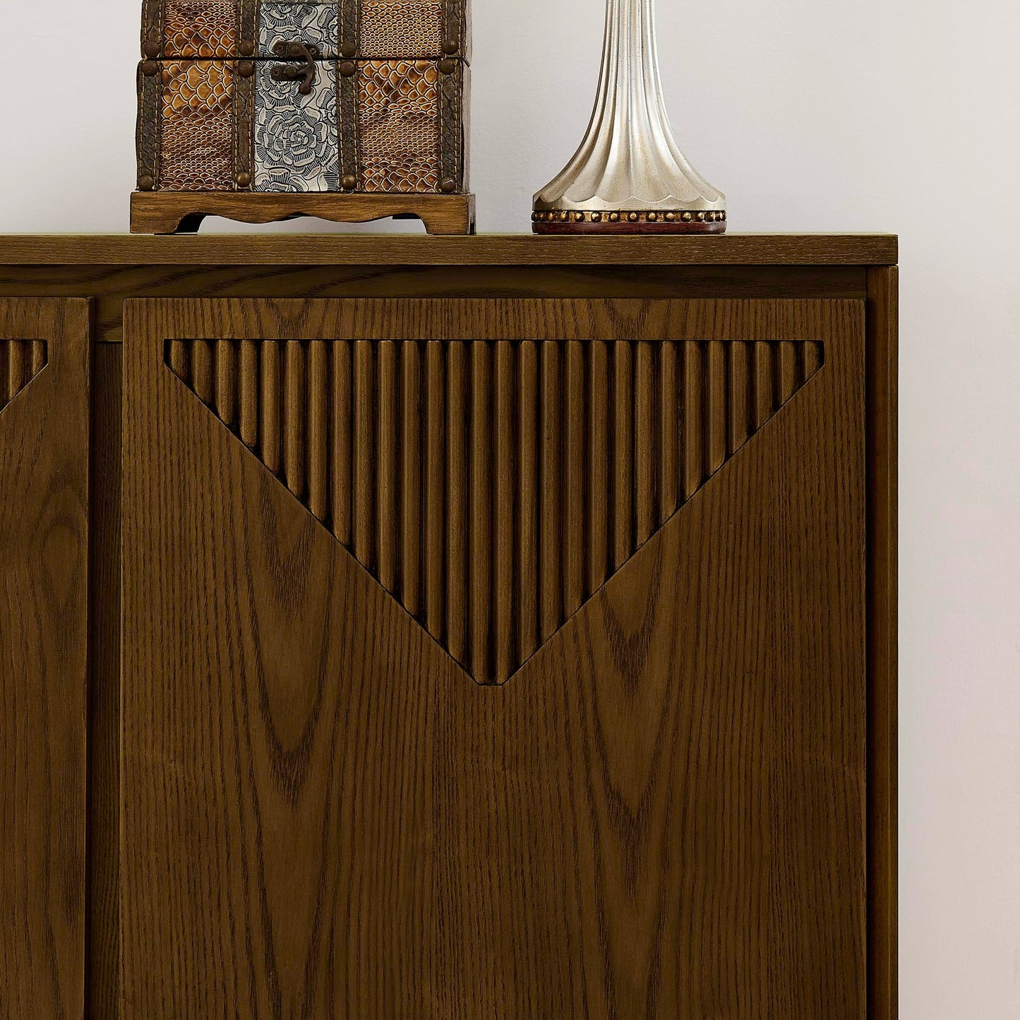 LKTART 39" Mid Century Modern Sideboard Buffet Cabinet, Narrow Credenza Storage Cabinet,Media Console Coffee Bar Table for Living Room,Entryway,Kitchen,Walnut