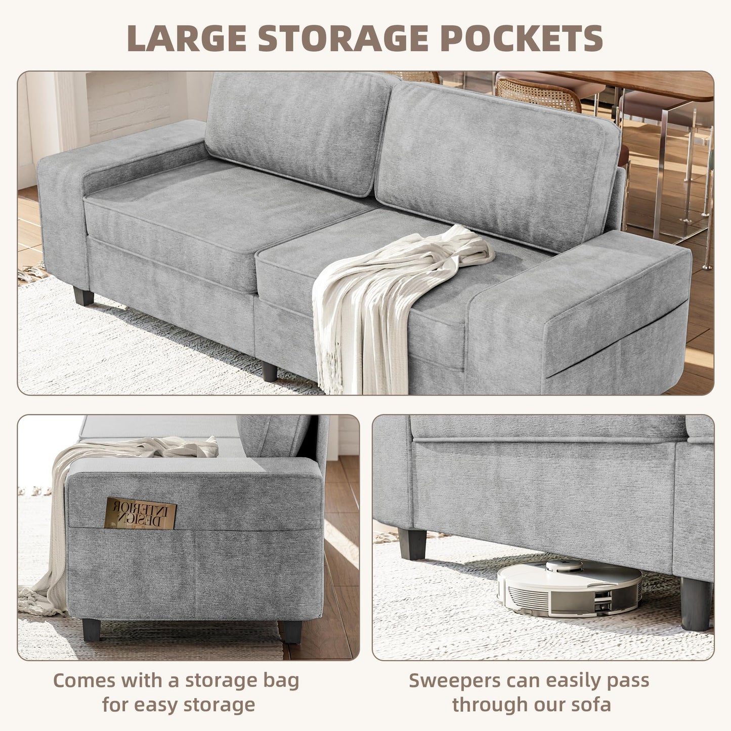 71" Loveseat Sofa for Living Room, Deep Seat Mid Century Modern Chenille Fabric 2 Love Seat Couch Love Seats for Small Space,Living Room,Studio,Apartment