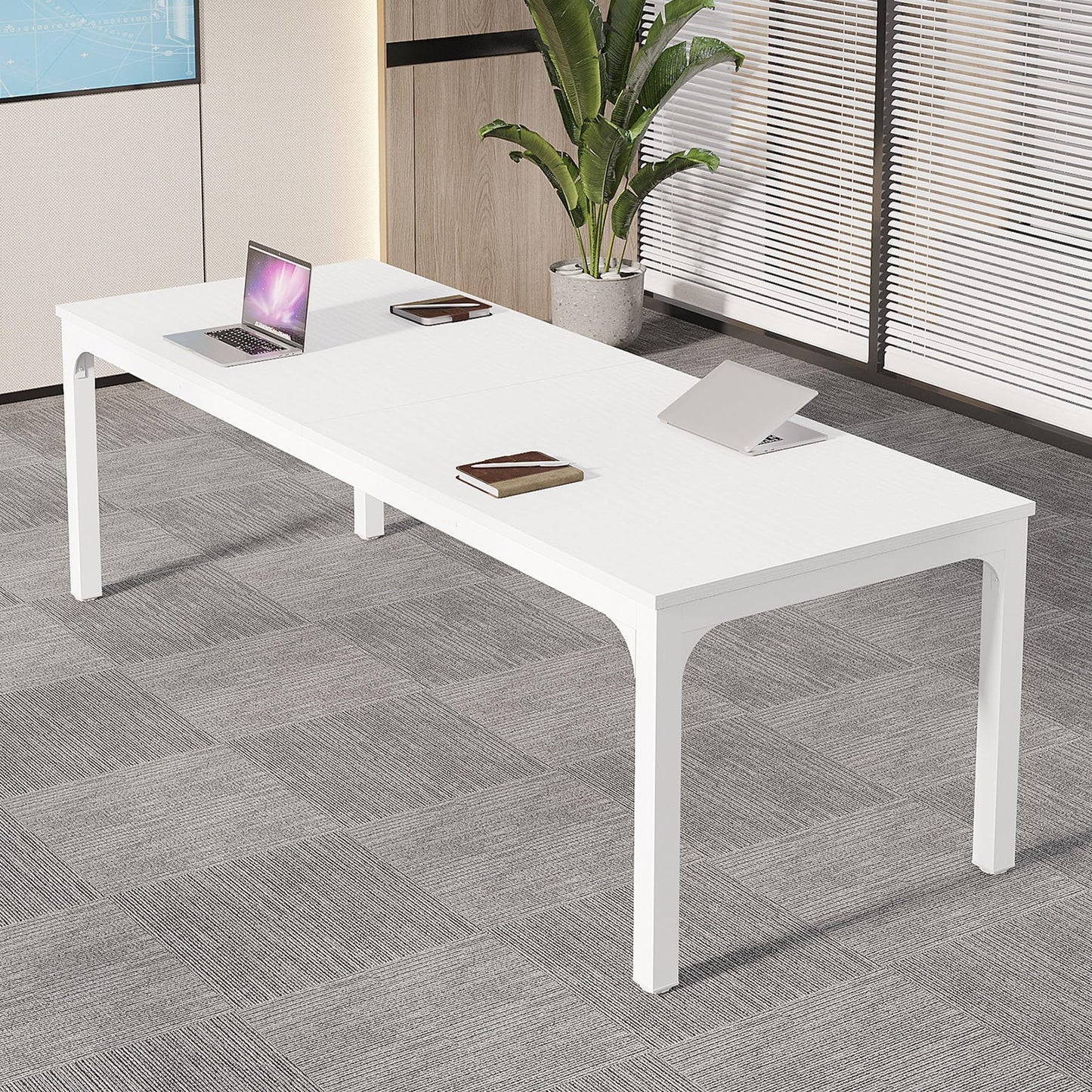 Tribesigns 6.5 FT Conference Room Table, 78.74" W x 27.56" D Large Office Conference Table, Modern Seminar Meeting Table Desk for Boardroom, Meeting Room (1, Rustic Brown)