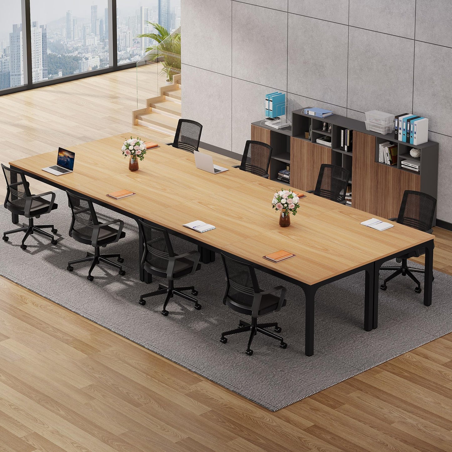Tribesigns 6.5 FT Conference Room Table, 78.74" W x 27.56" D Large Office Conference Table, Modern Seminar Meeting Table Desk for Boardroom, Meeting Room (1, Rustic Brown)