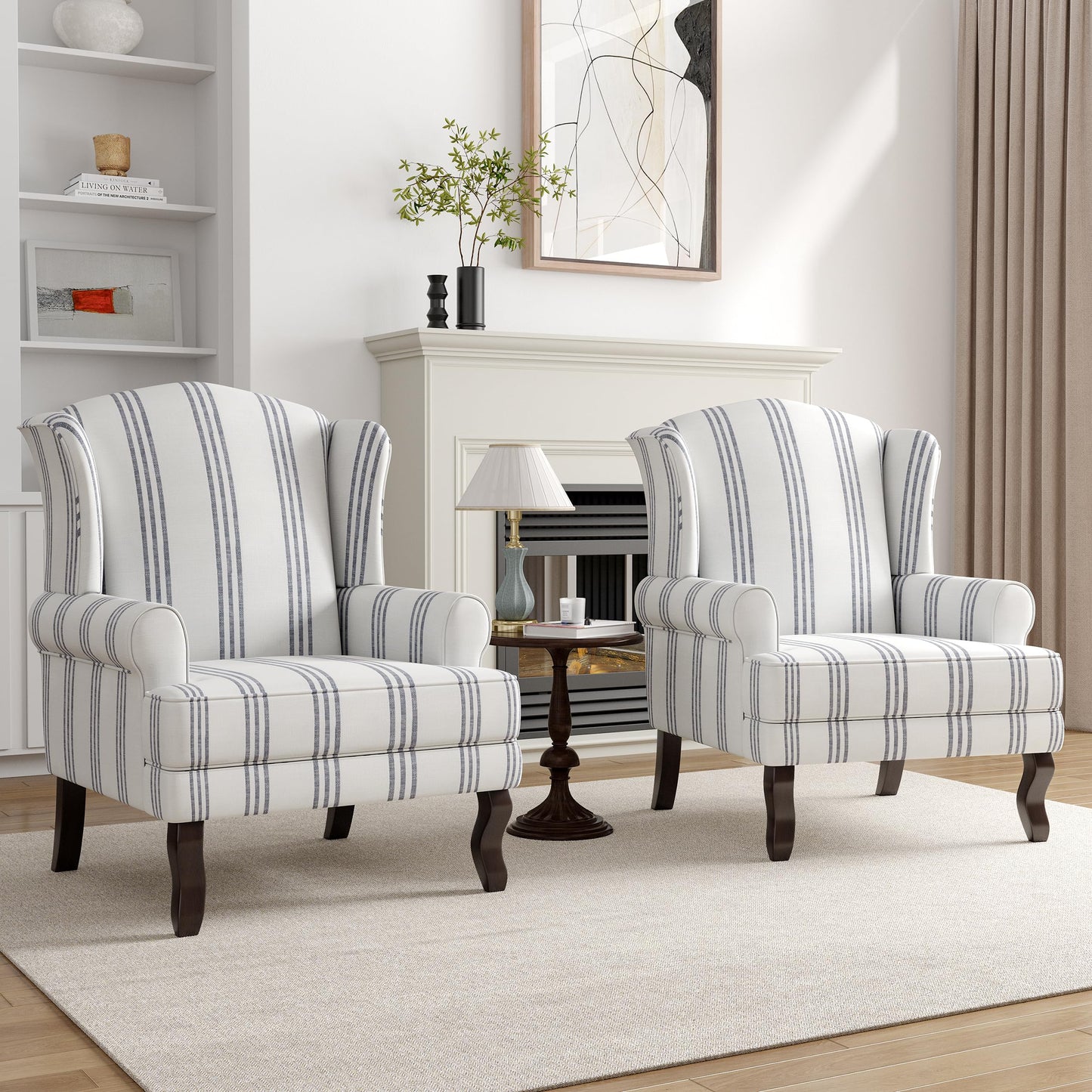 High Back Accent Chair, Comfy Upholstered Fabric Armchair for Living Room, Mid Century Modern Club Accent Chair with Curved Armrests and Solid Legs, Single Sofa Reading Chair for Bedroom, Cranberry