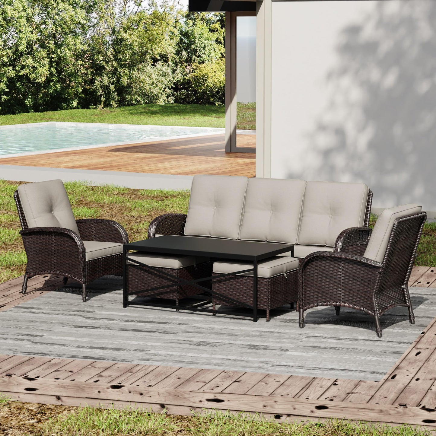 Joyside Wicker Patio Chairs Set of 2, Rattan Outdoor Furniture with Thickened Cushions, High Back, Deep Seating, Wide Armrest, Outdoor Chairs for Porch, Deck