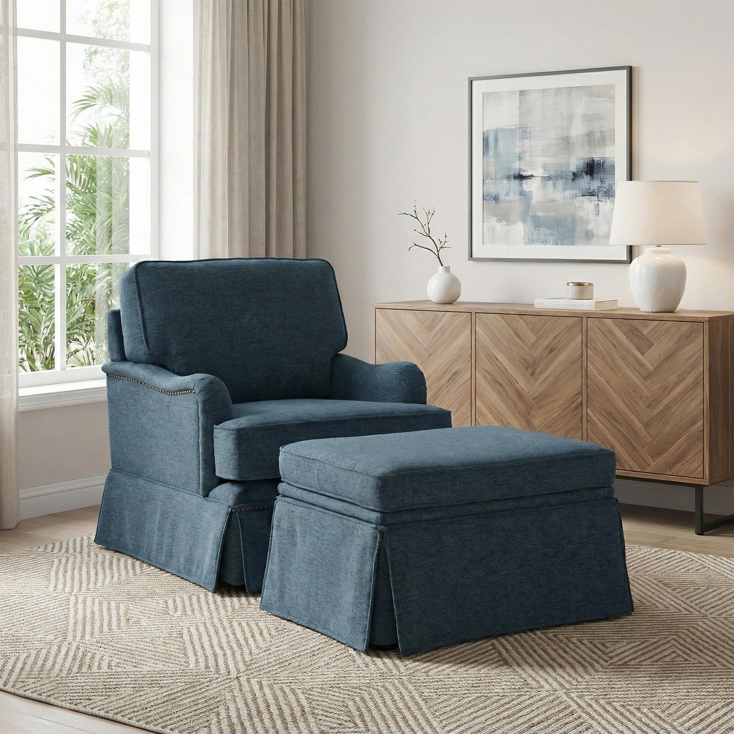 Swivel Accent Chair, 360° Swivel Upholstered Armchairs with Curved Arms, Comfy Chenille Fabric Lounge Reading Chairs for Living Room Bedroom Study, Metal Swivel Base, Tan