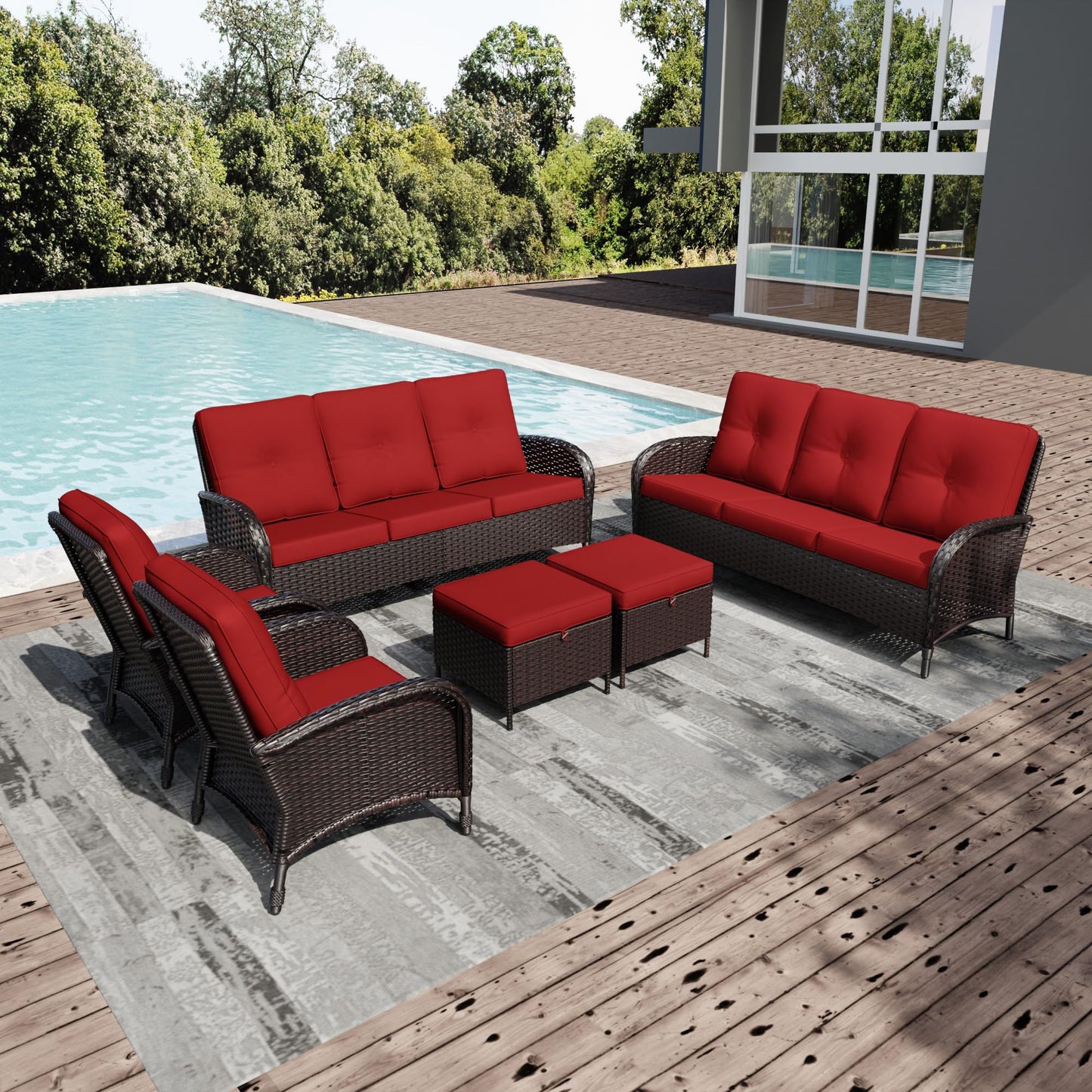 Joyside Wicker Patio Chairs Set of 2, Rattan Outdoor Furniture with Thickened Cushions, High Back, Deep Seating, Wide Armrest, Outdoor Chairs for Porch, Deck