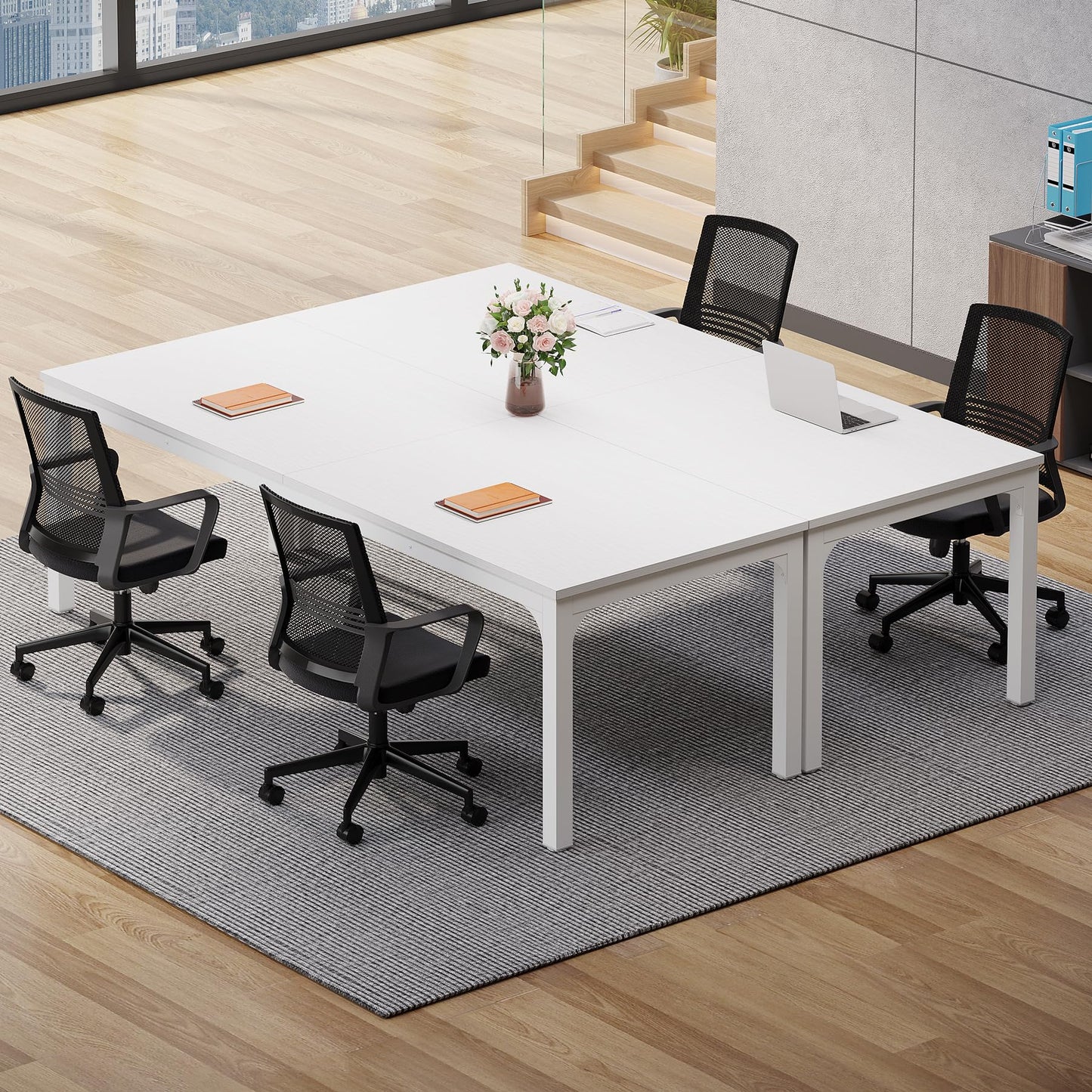 Tribesigns 6.5 FT Conference Room Table, 78.74" W x 27.56" D Large Office Conference Table, Modern Seminar Meeting Table Desk for Boardroom, Meeting Room (1, Rustic Brown)