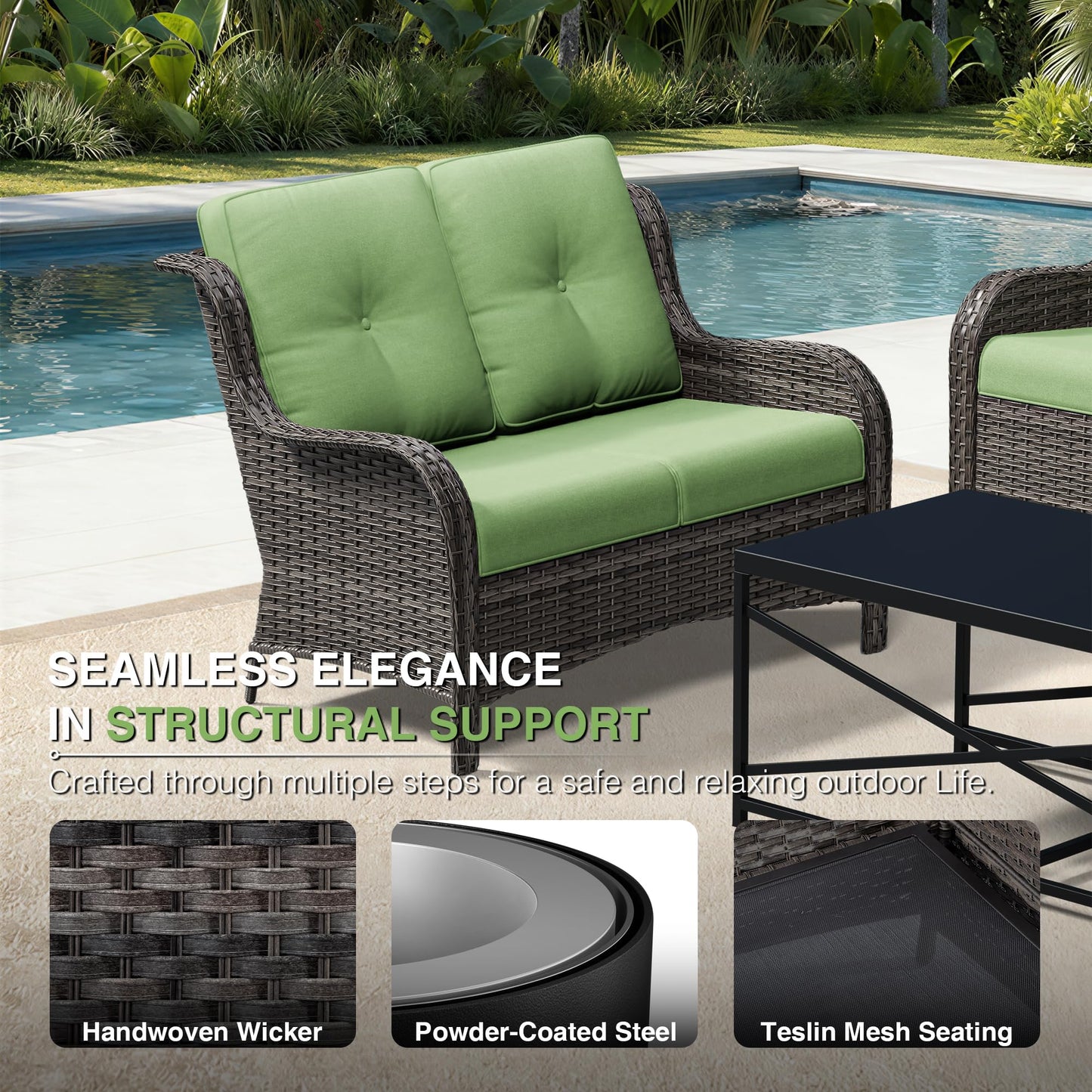 Joyside Outdoor Patio Couch,Outdoor Wicker Loveseat with High Back, Deep Seating, Wide Armrest, Thickened Cushions, Patio Loveseat for Deck, Porch Use
