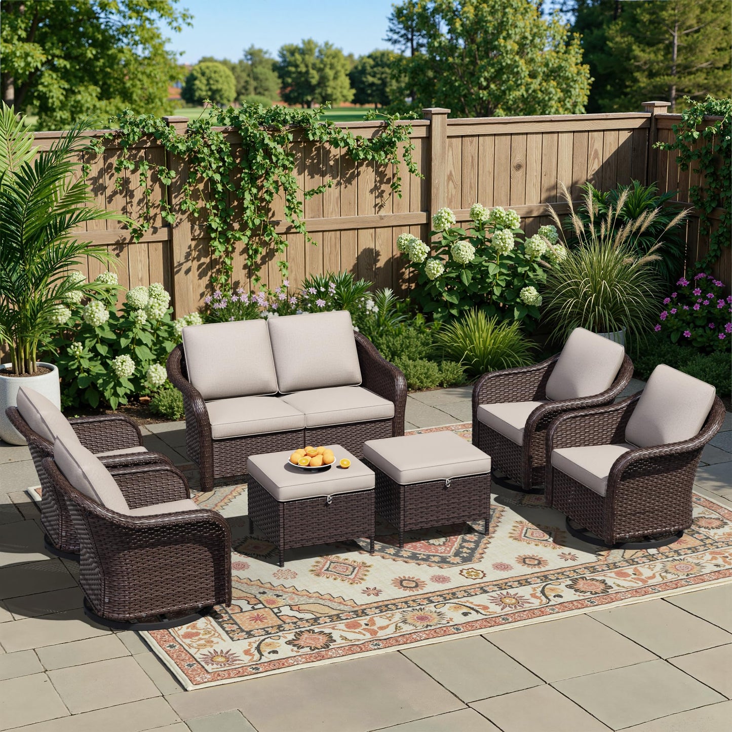 55 inch Outdoor Wicker 2 Seater Sofa, All-Weather Use Patio Rattan Loveseat with Seat and Back Cushion, Ideal for Porch, Backyard, Balcony, Poolside, Blue