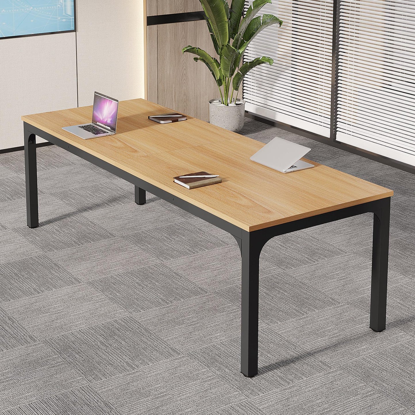 Tribesigns 6.5 FT Conference Room Table, 78.74" W x 27.56" D Large Office Conference Table, Modern Seminar Meeting Table Desk for Boardroom, Meeting Room (1, Rustic Brown)