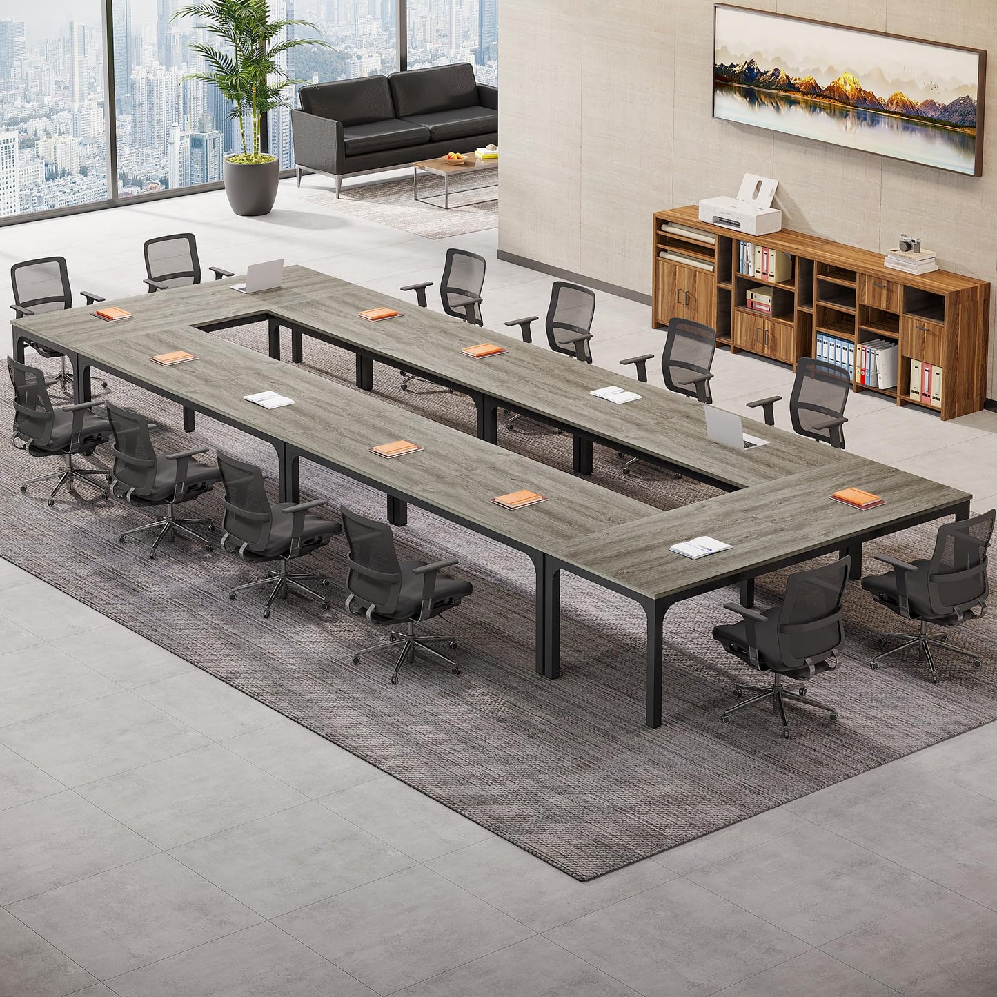 Tribesigns 6.5 FT Conference Room Table, 78.74" W x 27.56" D Large Office Conference Table, Modern Seminar Meeting Table Desk for Boardroom, Meeting Room (1, Rustic Brown)