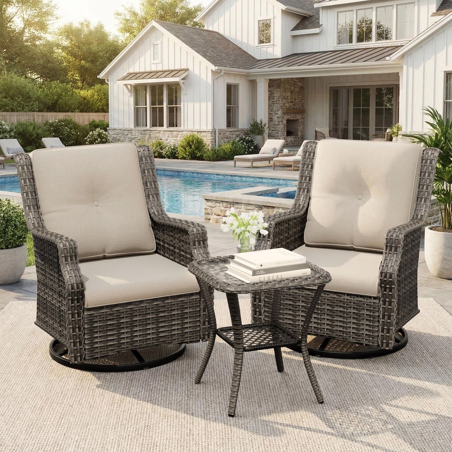 Outdoor Patio Loveseat, All-Weather 2-Seater Wicker Loveseat with Cushions, Outdoor Patio Love Seat Sofa for Garden, Balcony and Deck
