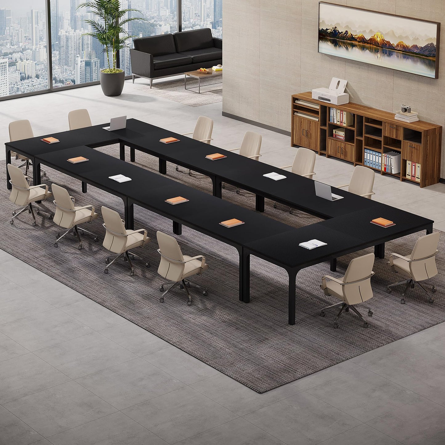 Tribesigns 6.5 FT Conference Room Table, 78.74" W x 27.56" D Large Office Conference Table, Modern Seminar Meeting Table Desk for Boardroom, Meeting Room (1, Rustic Brown)