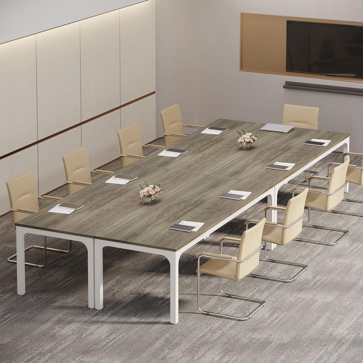 Tribesigns 6.5 FT Conference Room Table, 78.74" W x 27.56" D Large Office Conference Table, Modern Seminar Meeting Table Desk for Boardroom, Meeting Room (1, Rustic Brown)