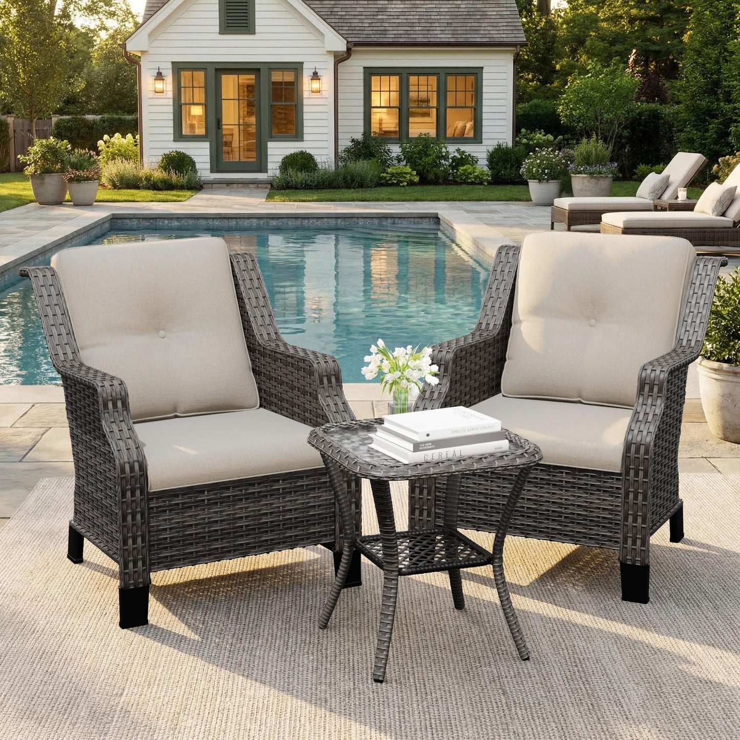 Outdoor Patio Loveseat, All-Weather 2-Seater Wicker Loveseat with Cushions, Outdoor Patio Love Seat Sofa for Garden, Balcony and Deck
