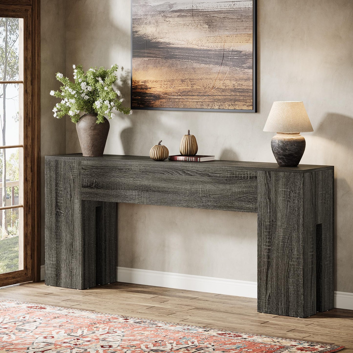 Tribesigns 71-Inch Long Console Table for Entryway, Farmhouse Sofa Console Behind Couch, Entry Table for Hallway, Foyer, Living Room, Black