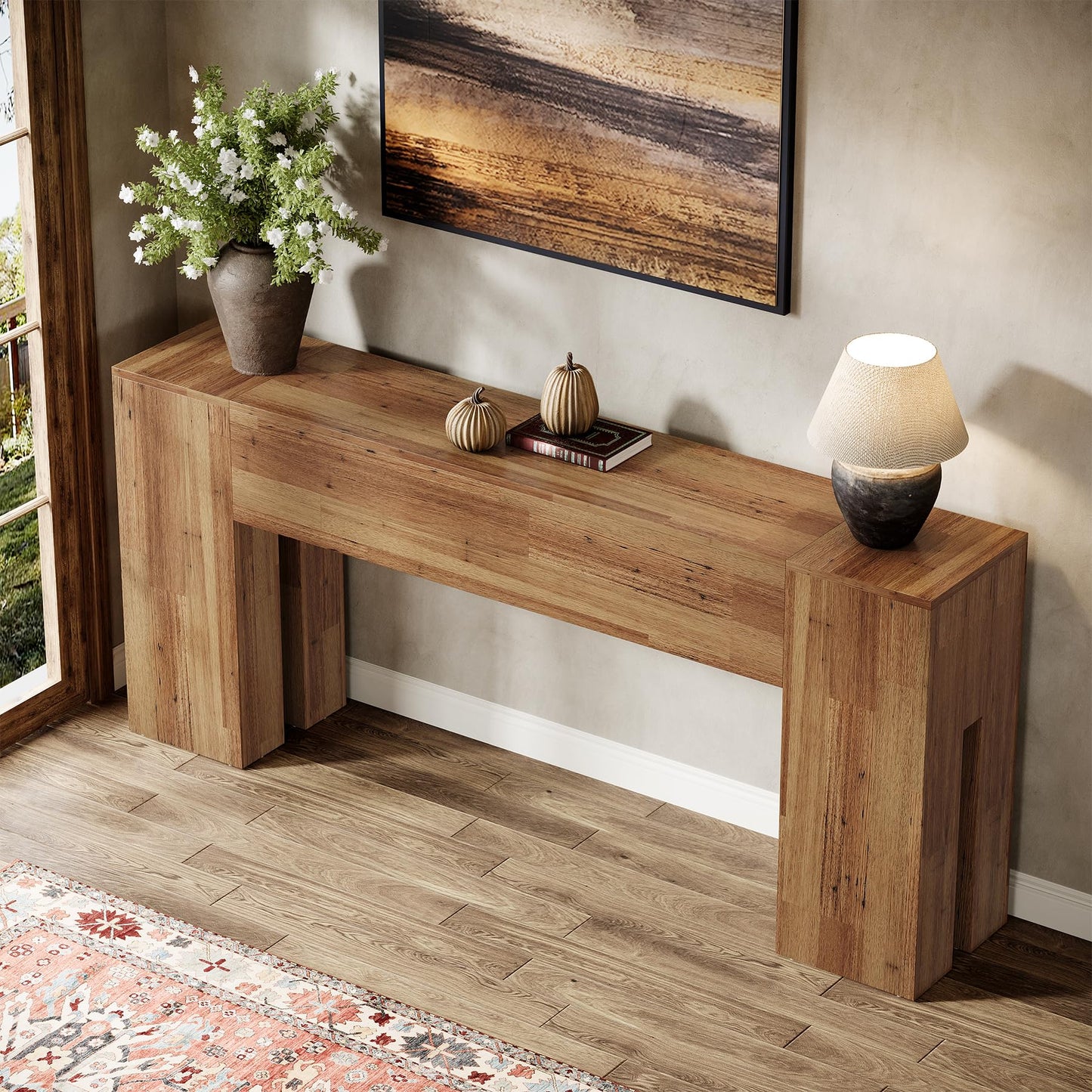 Tribesigns 71-Inch Long Console Table for Entryway, Farmhouse Sofa Console Behind Couch, Entry Table for Hallway, Foyer, Living Room, Black