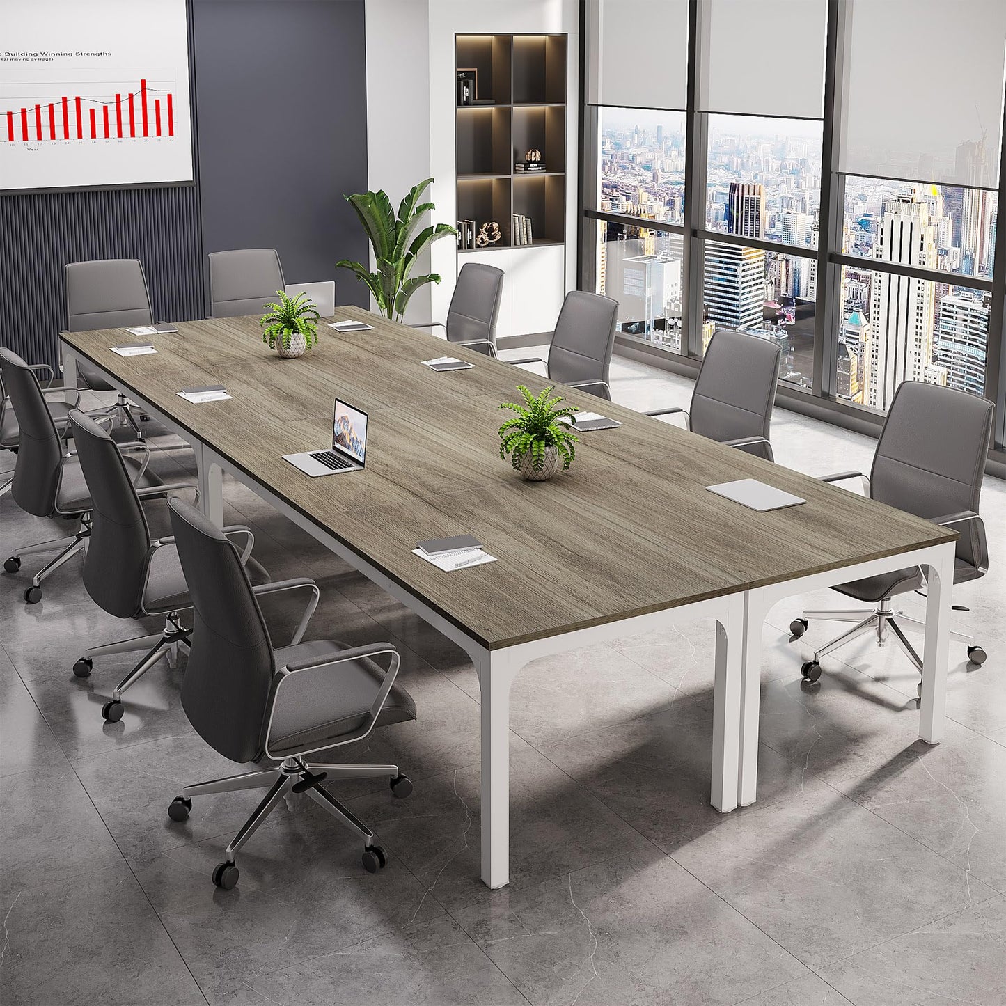 Tribesigns 6.5 FT Conference Room Table, 78.74" W x 27.56" D Large Office Conference Table, Modern Seminar Meeting Table Desk for Boardroom, Meeting Room (1, Rustic Brown)