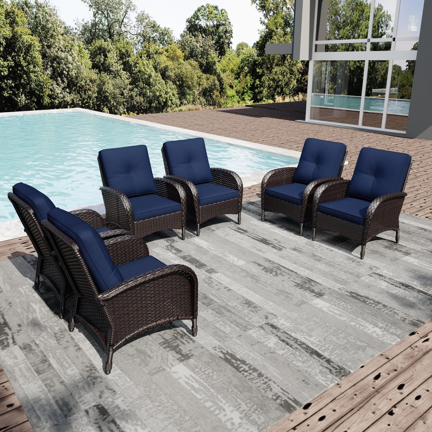 Joyside Wicker Patio Chairs Set of 2, Rattan Outdoor Furniture with Thickened Cushions, High Back, Deep Seating, Wide Armrest, Outdoor Chairs for Porch, Deck