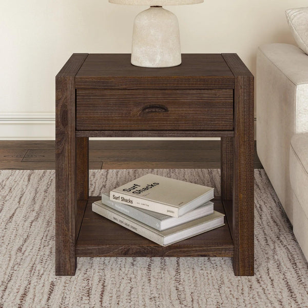 Grain Wood Furniture Montauk End Table, Solid Wood with a Driftwood Finish