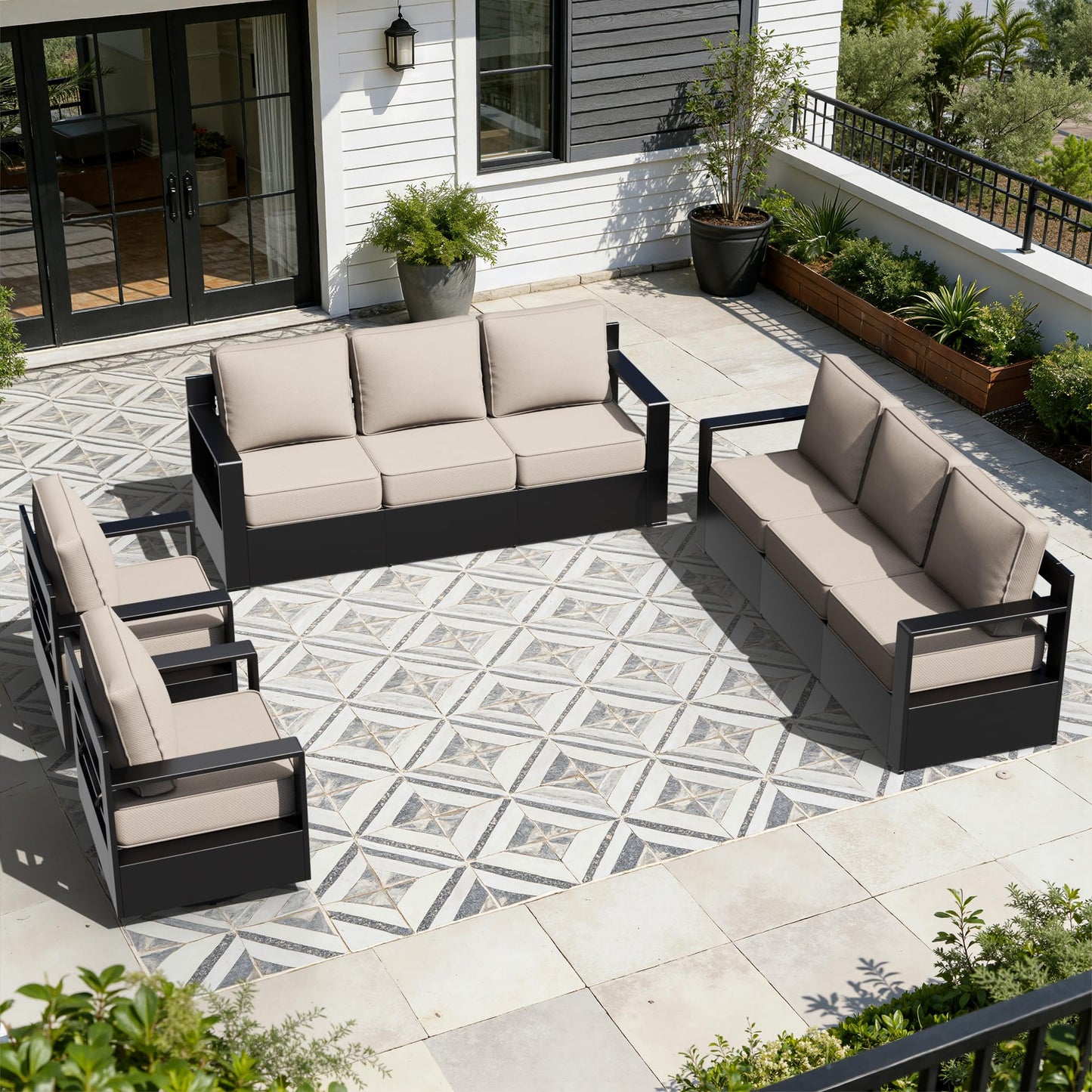 Aluminum Patio Swivel Chair - Outdoor Swivel Rocking Chair with 6" Thick Removable Cushions, All-Weather Metal Frame, Deep Setting for Garden, Poolside and Porch