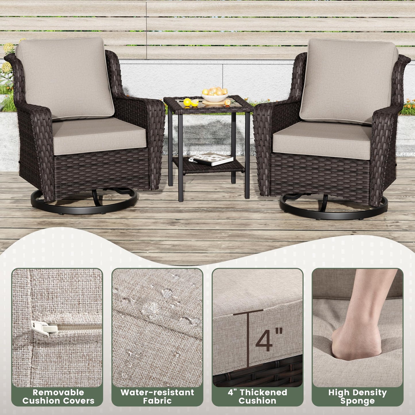 Wicker Patio Loveseat, All-Weather Rattan 2-Seat Sofa with Cushions, Outdoor Patio Furniture Set for Patio, Balcony, Backyard, Deck, Poolside
