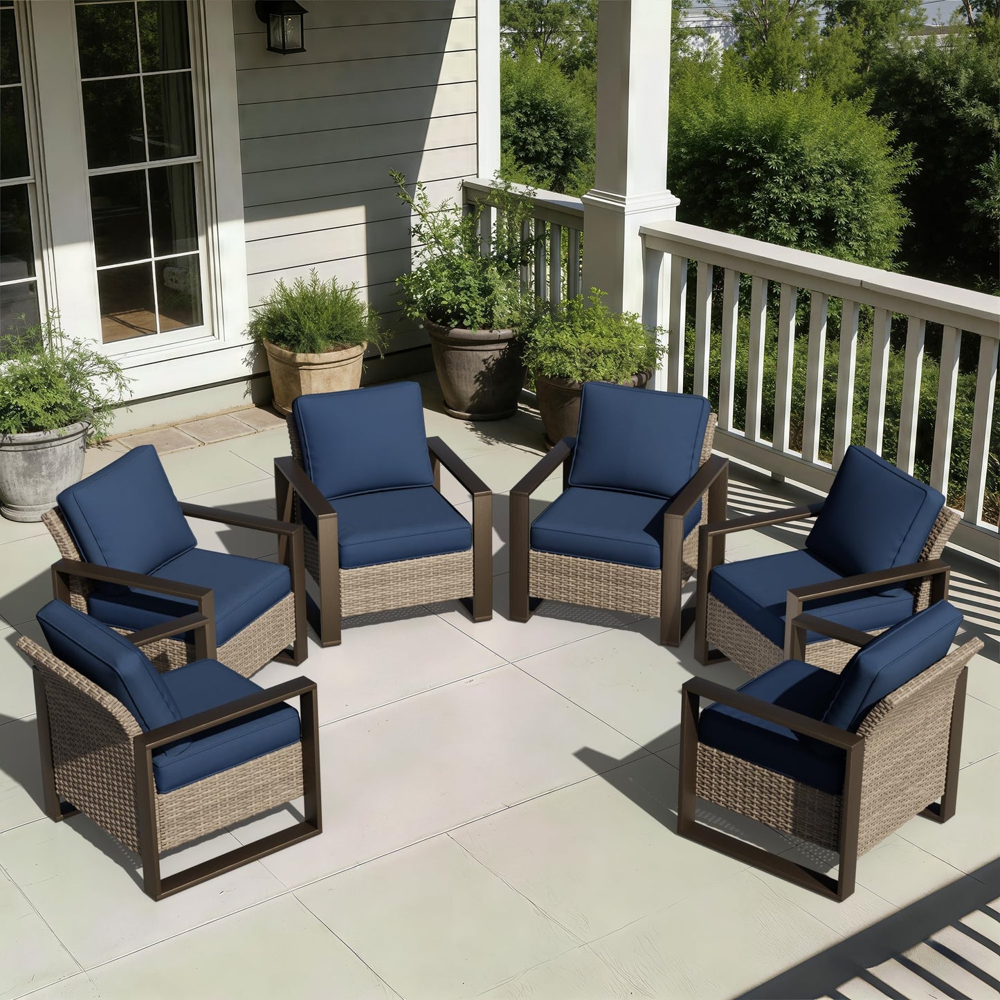 Joyside Outdoor Patio Swivel Rocker Chairs, 3 Pieces Wicker Furniture Set, 2 Swivel Rocking Chairs and 1 Table, Metal Wide Armrest, Thick Cushions and Deep Seating for Garden, Backyard, Porch, Deck