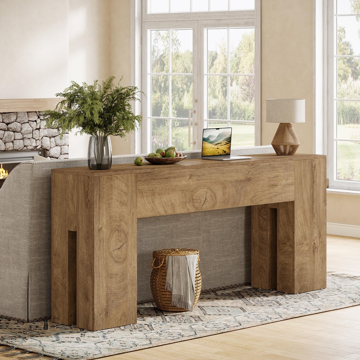 Tribesigns 71-Inch Long Console Table for Entryway, Farmhouse Sofa Console Behind Couch, Entry Table for Hallway, Foyer, Living Room, Black